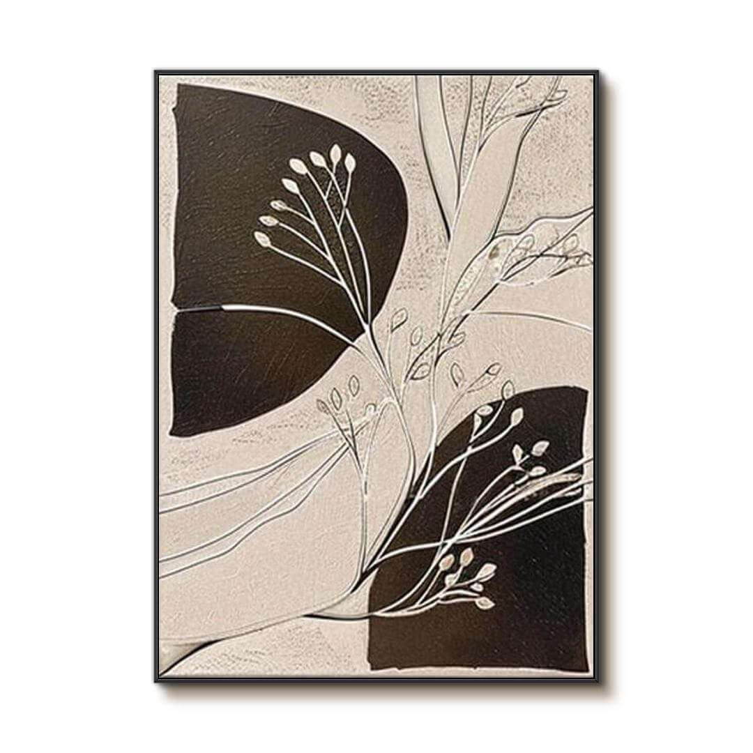 Black and Beige Abstract Wall Art | Minimalist Neutral Canvas #AA 411