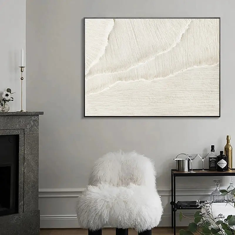 White Textured Abstract Art - Modern Minimalist Decor #JJ 110