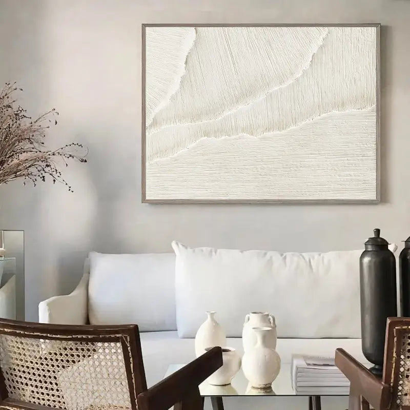 White Textured Abstract Art - Modern Minimalist Decor #JJ 110