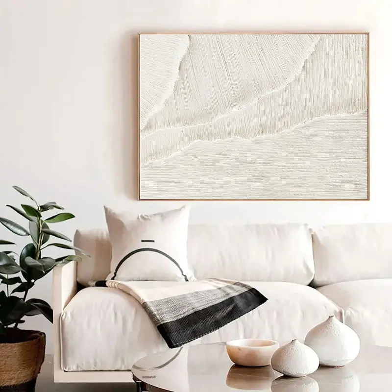 White Textured Abstract Art - Modern Minimalist Decor #JJ 110