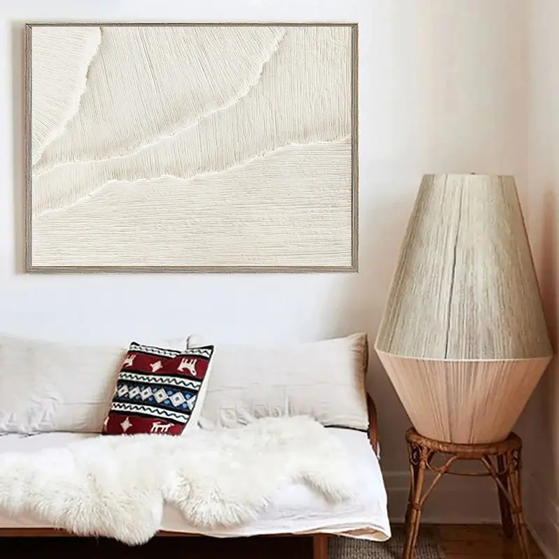 White Textured Abstract Art - Modern Minimalist Decor #JJ 110