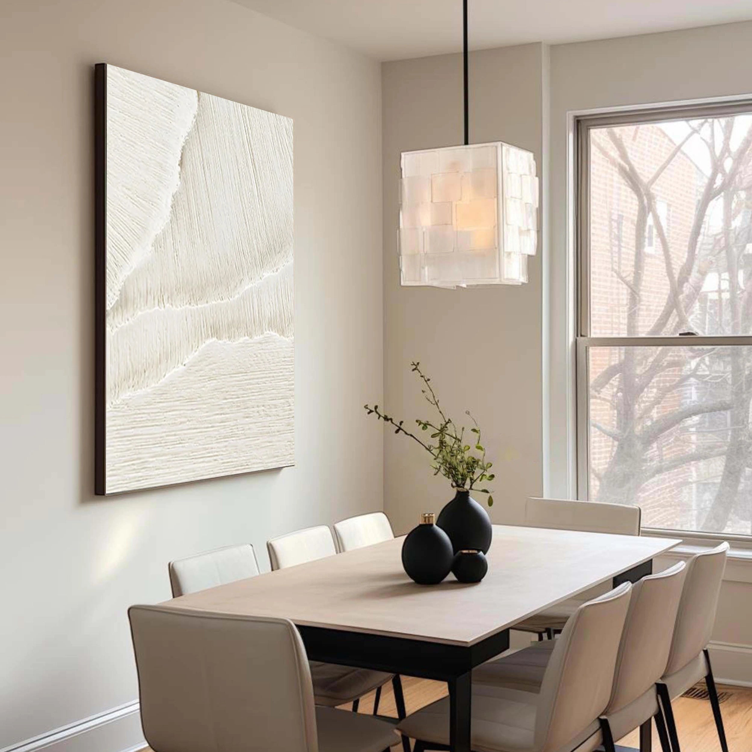 Large White Texture Artwork: Minimal Abstract Wall Decor #ZZ 143