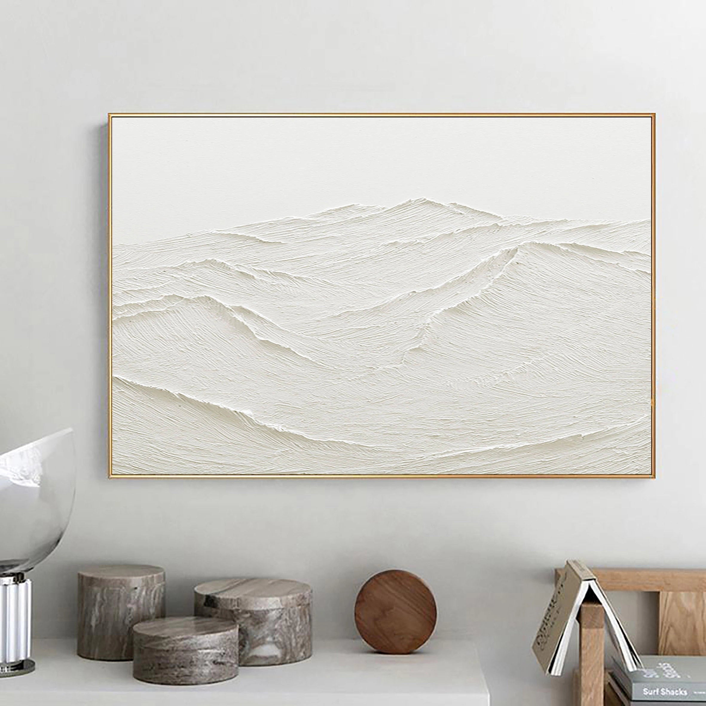 Hand-Crafted Plaster Wall Art - White Textured Minimalist Painting #JJ 363