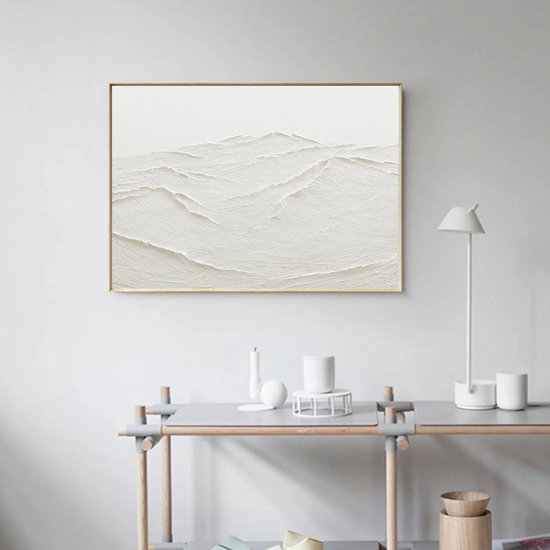 Hand-Crafted Plaster Wall Art - White Textured Minimalist Painting #JJ 363