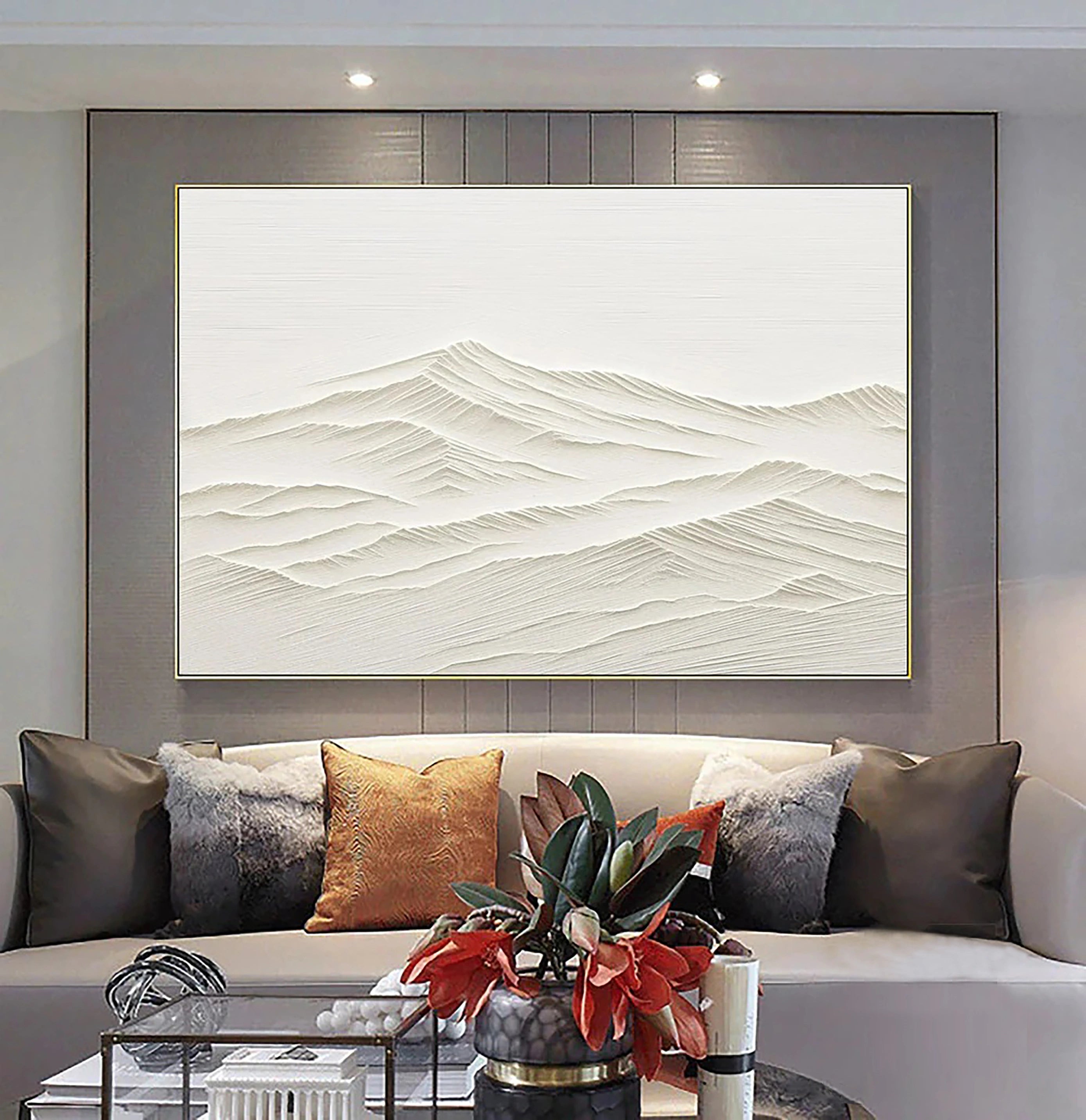Modern 3D Plaster Art - Abstract Textured Canvas for Living Room #JJ 364
