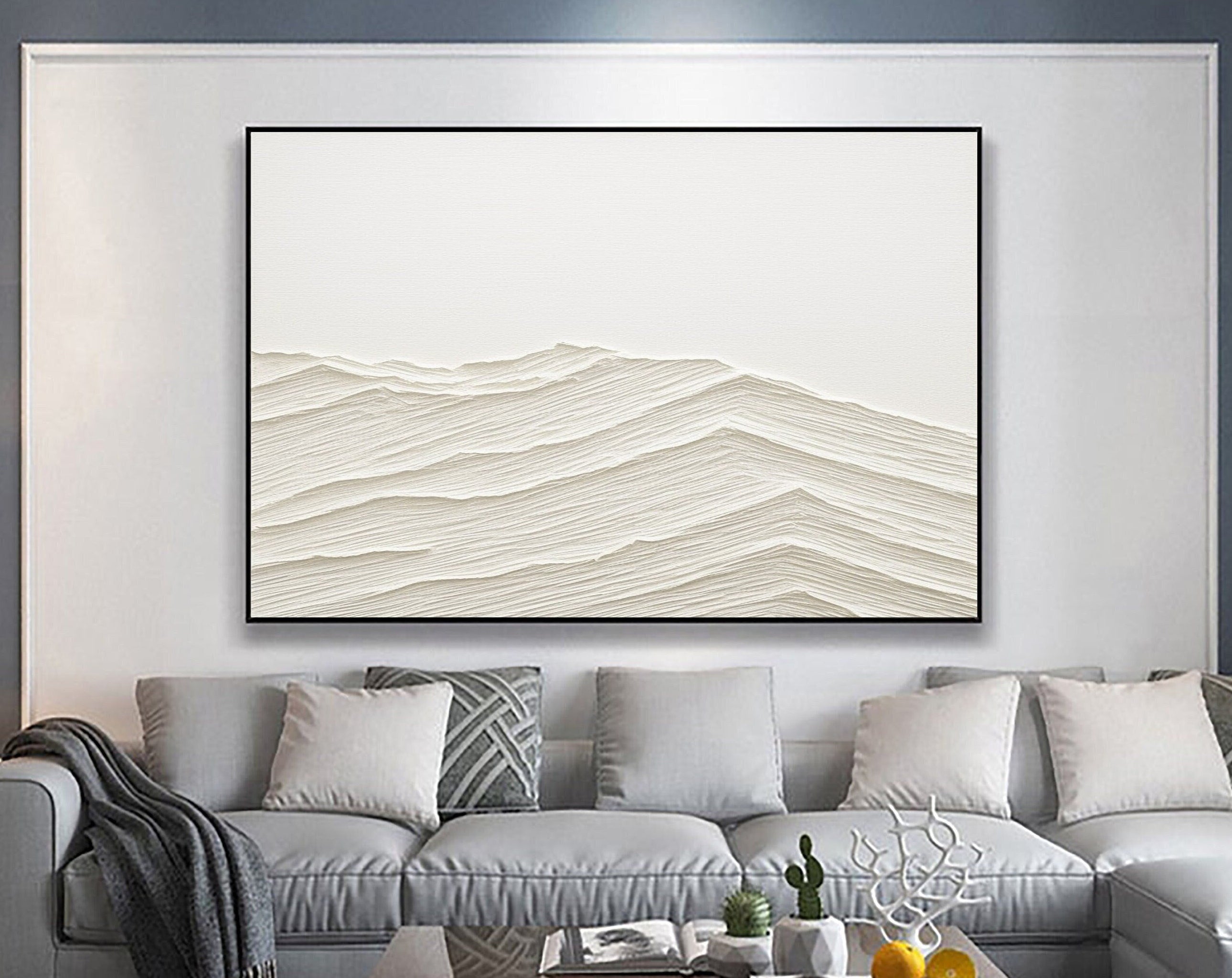 Abstract Beige Mountain Art - Textured Minimalist Painting #JJ 365