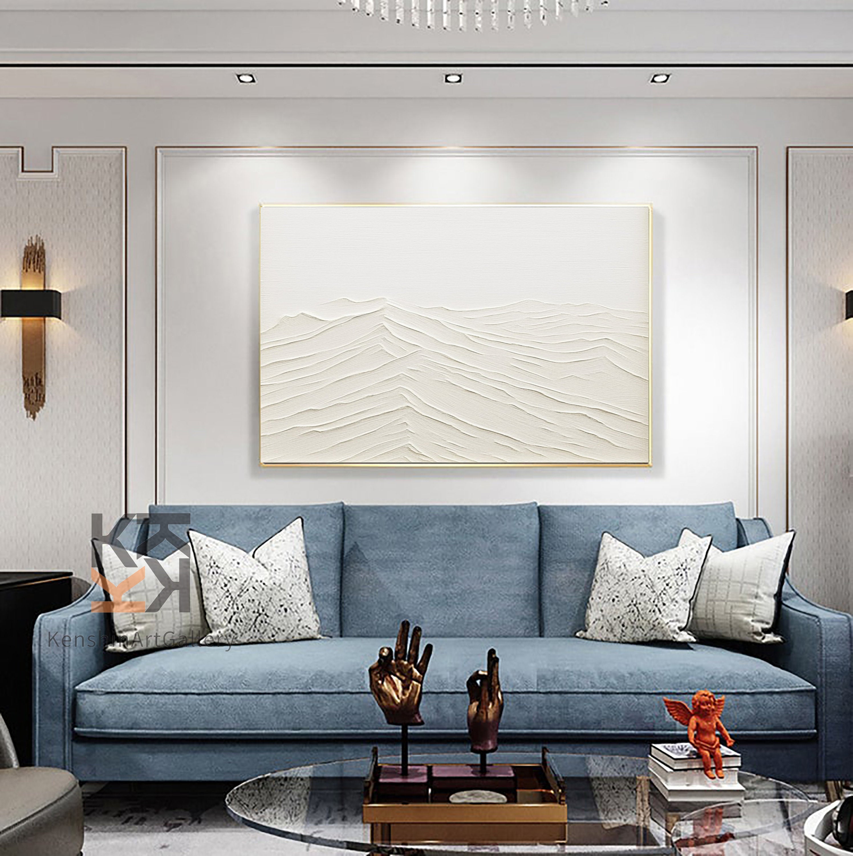 Contemporary Neutral Wall Art - Abstract Canvas Texture #JJ 369