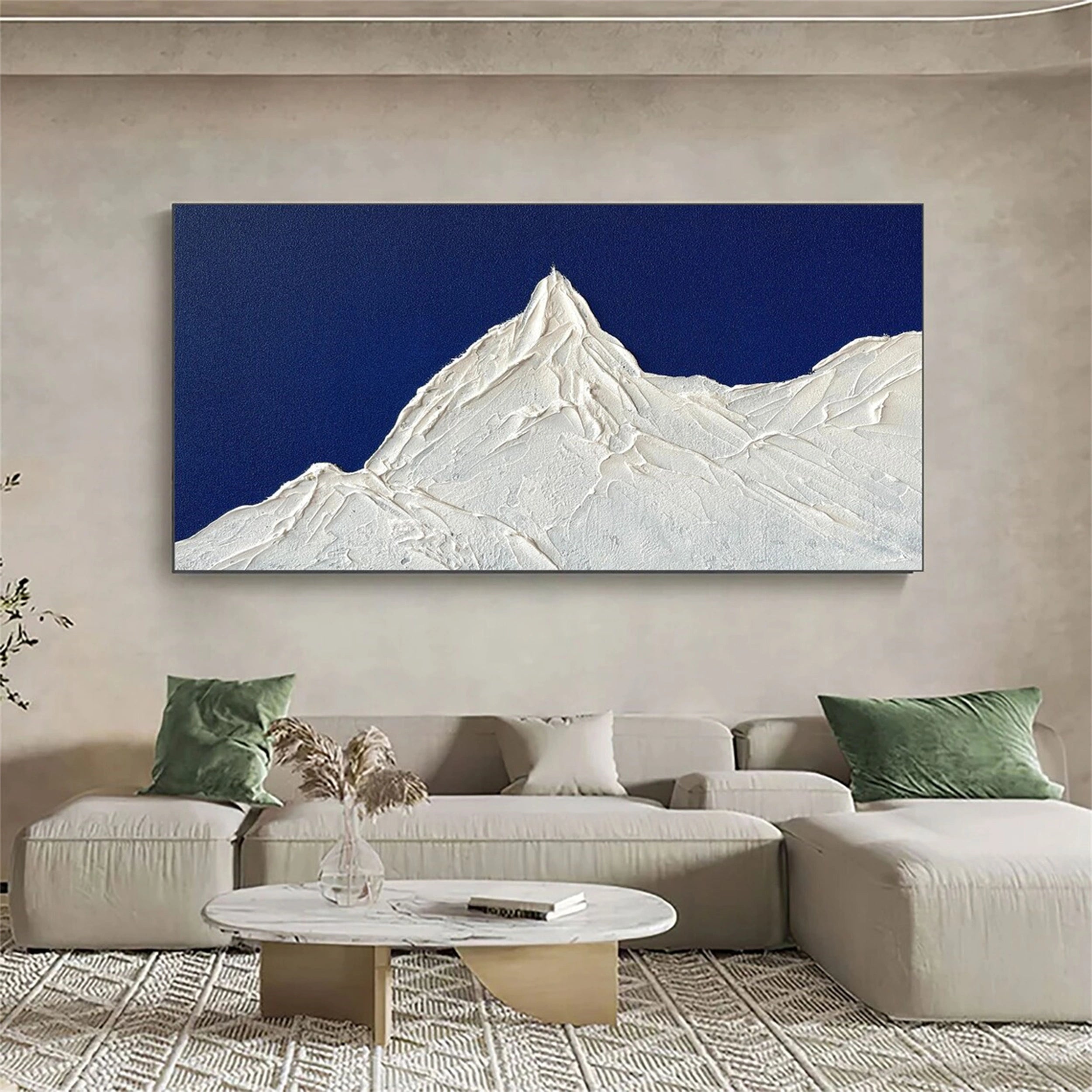 Textured Mountain & Blue Sky Oil Painting | Modern Minimalist Art #JJ 384