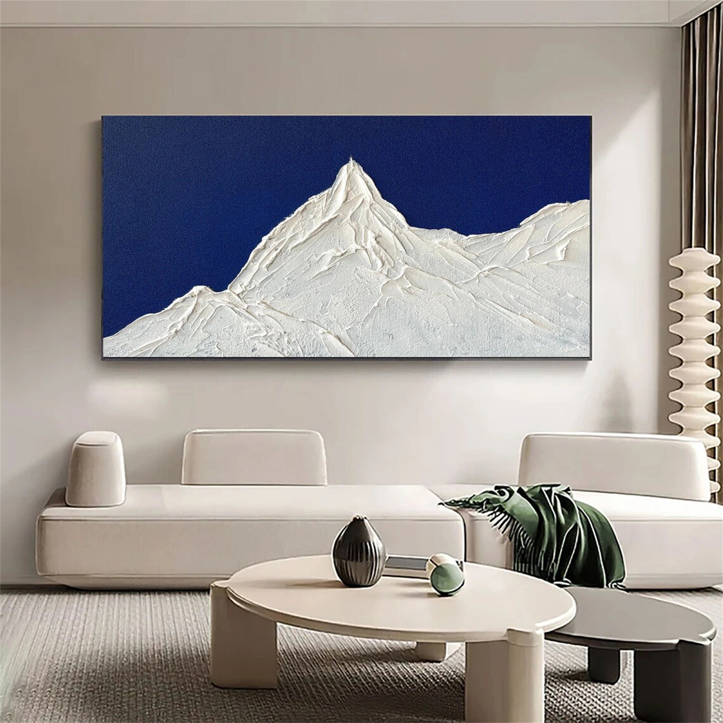 Textured Mountain & Blue Sky Oil Painting | Modern Minimalist Art #JJ 384
