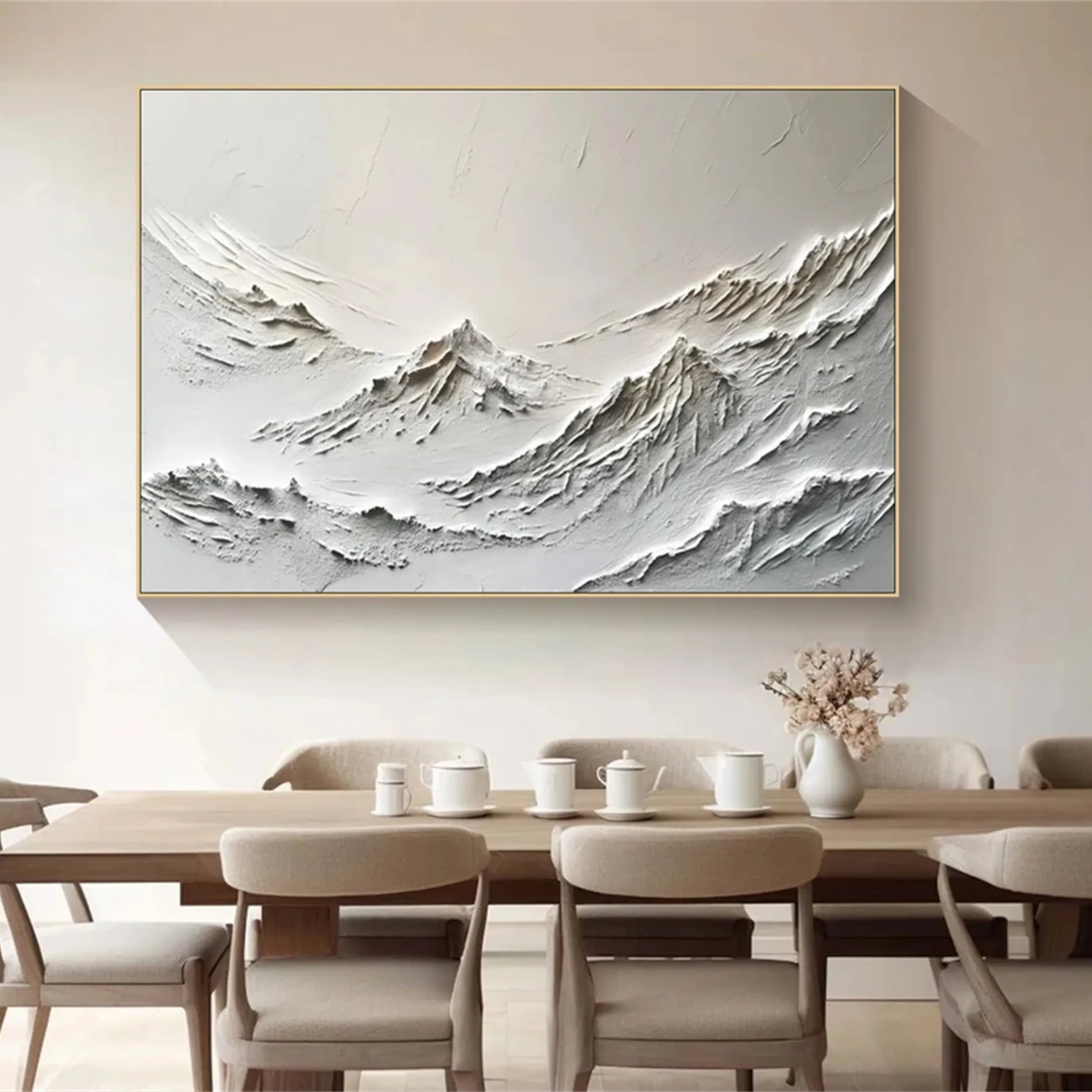 Horizontal Gray Abstract Landscape - Minimalist Wall Decor #JJ 376