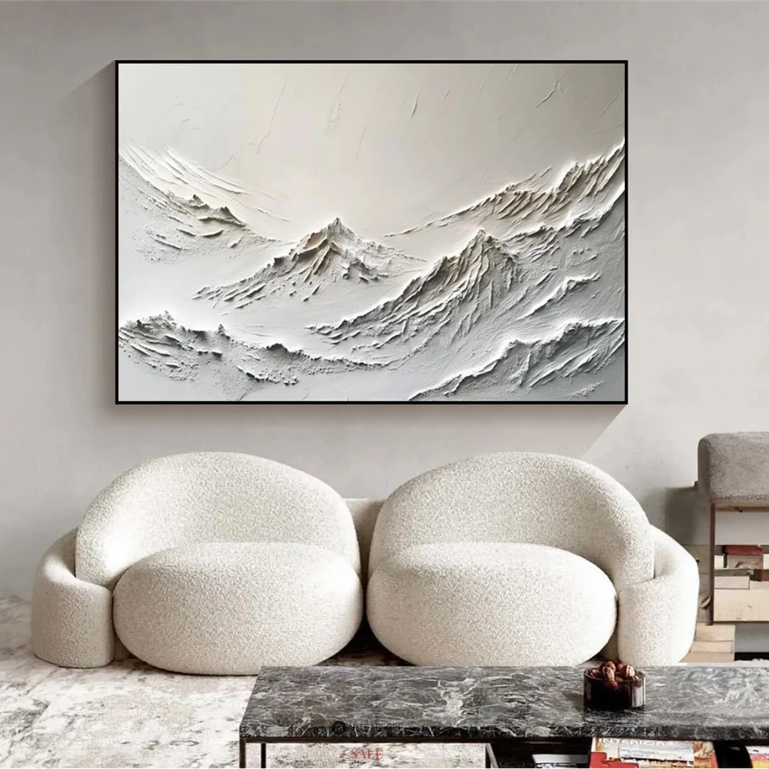 Horizontal Gray Abstract Landscape - Minimalist Wall Decor #JJ 376