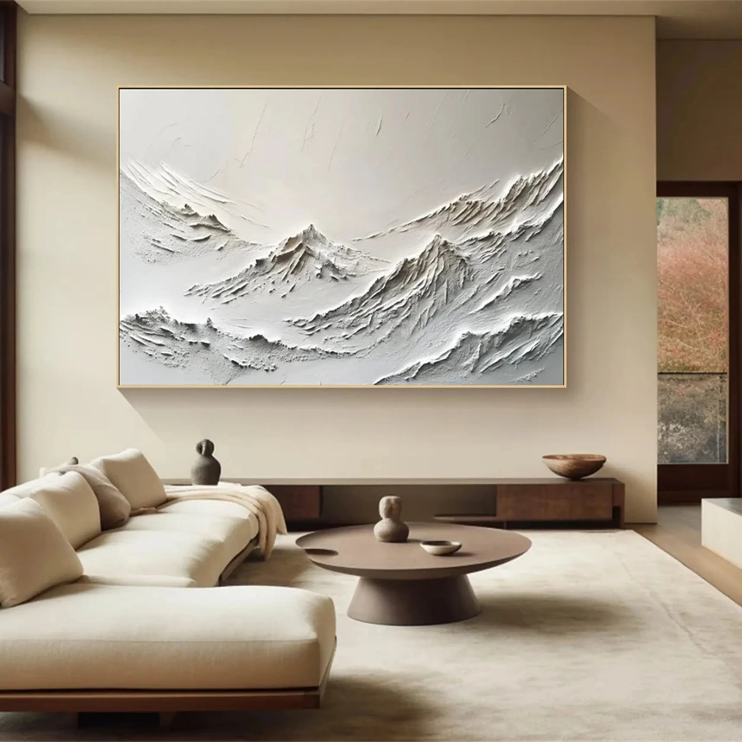 Horizontal Gray Abstract Landscape - Minimalist Wall Decor #JJ 376