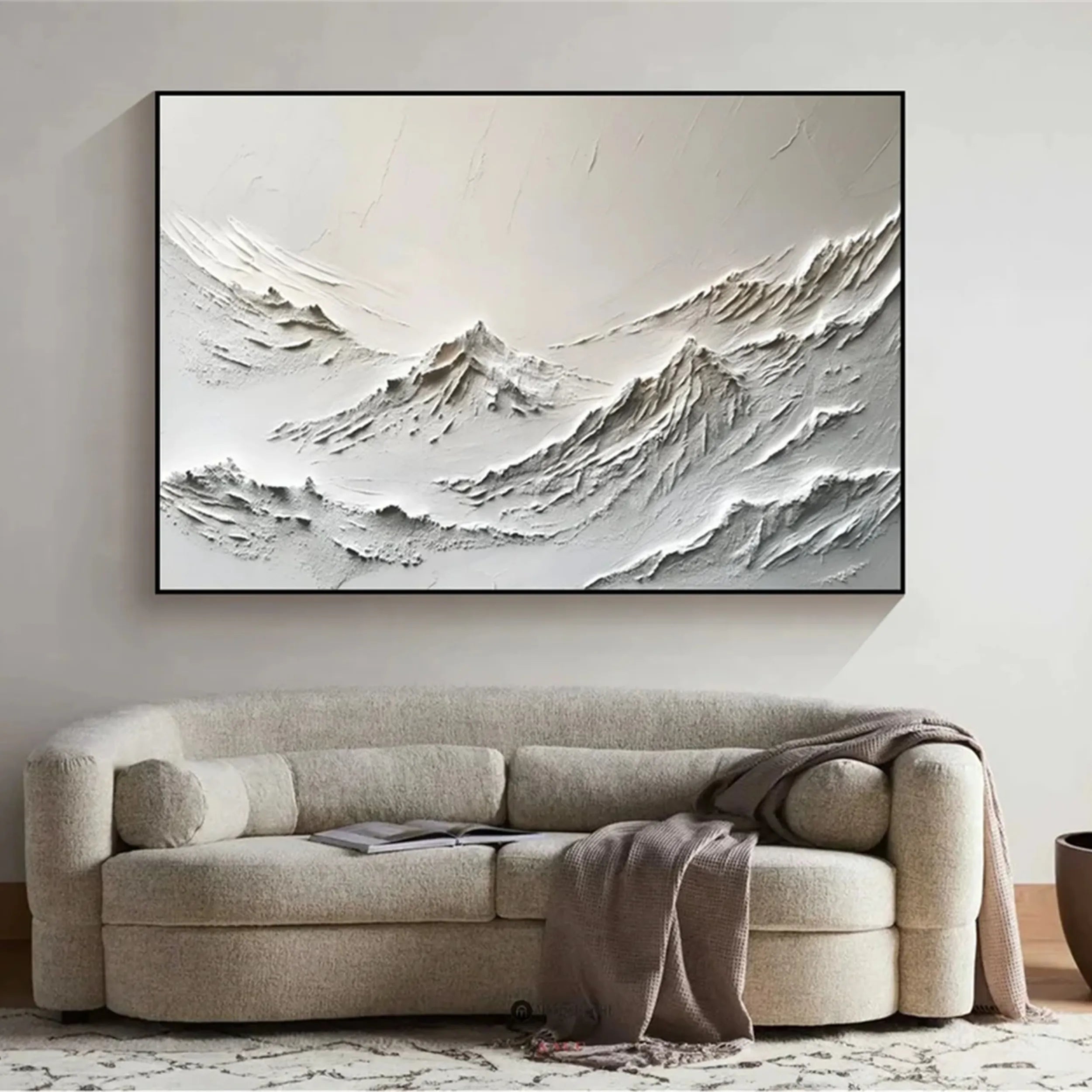 Horizontal Gray Abstract Landscape - Minimalist Wall Decor #JJ 376