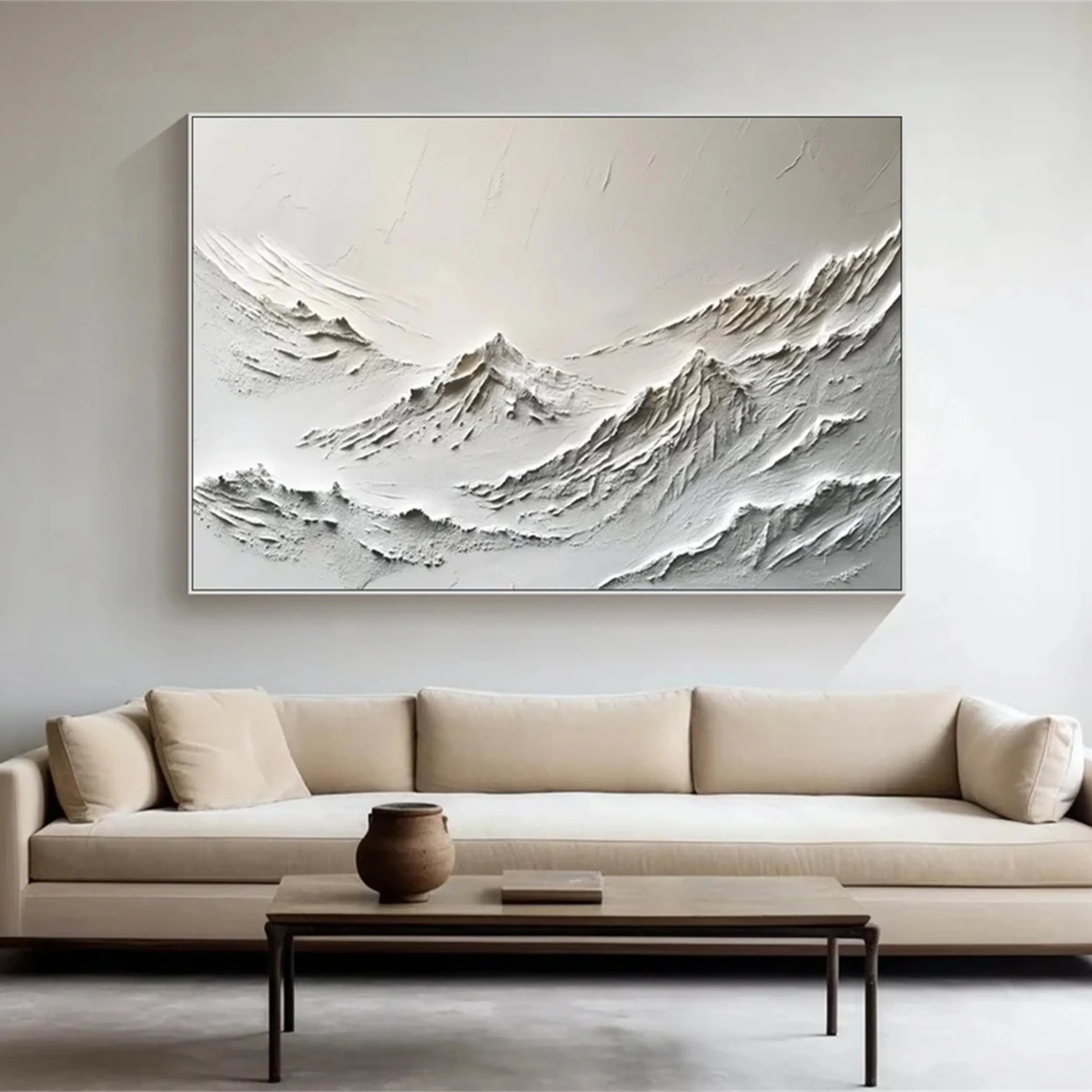 Horizontal Gray Abstract Landscape - Minimalist Wall Decor #JJ 376