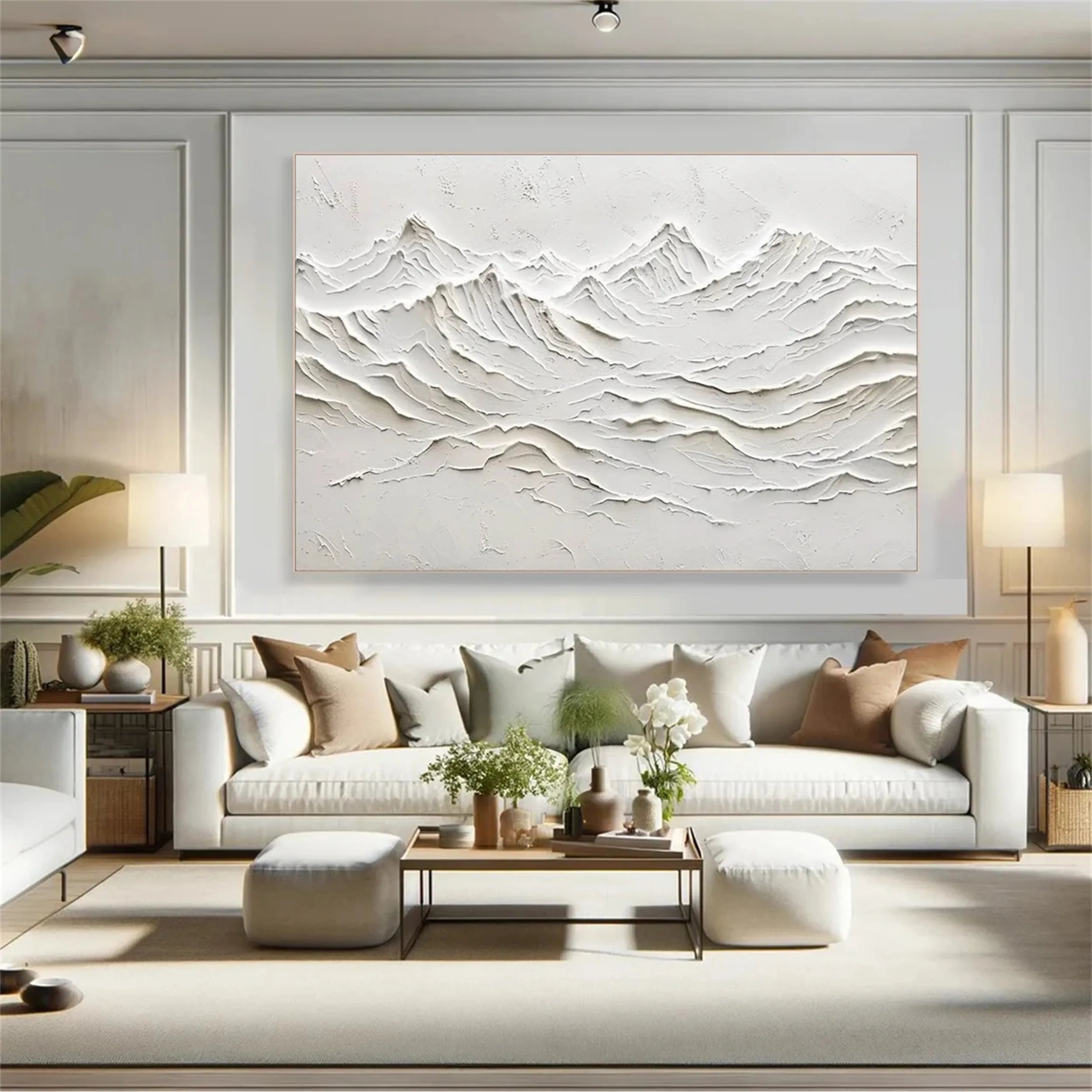 Modern 3D Plaster Canvas - Abstract Textured Wall Art for Bedroom #JJ 370