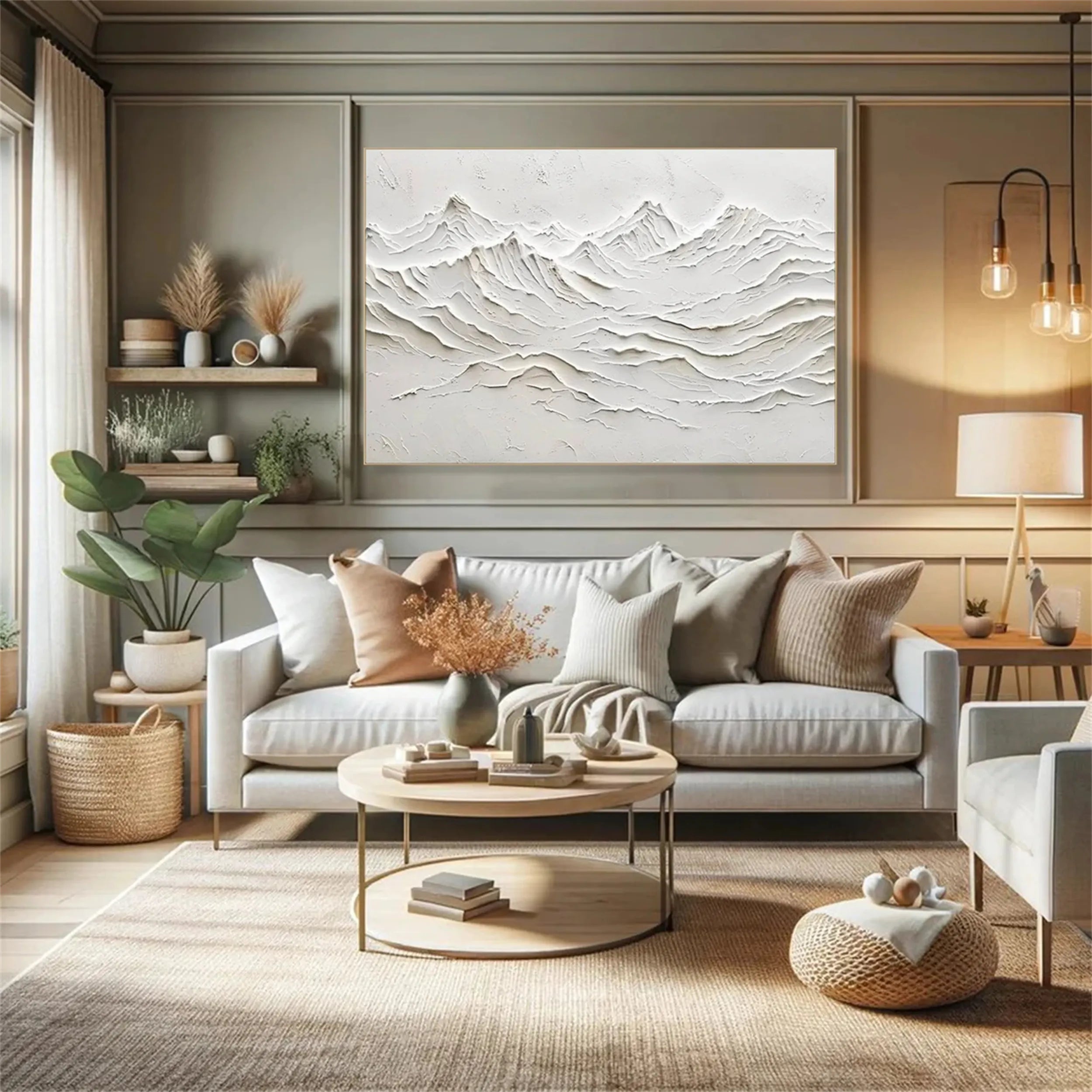 Modern 3D Plaster Canvas - Abstract Textured Wall Art for Bedroom #JJ 370