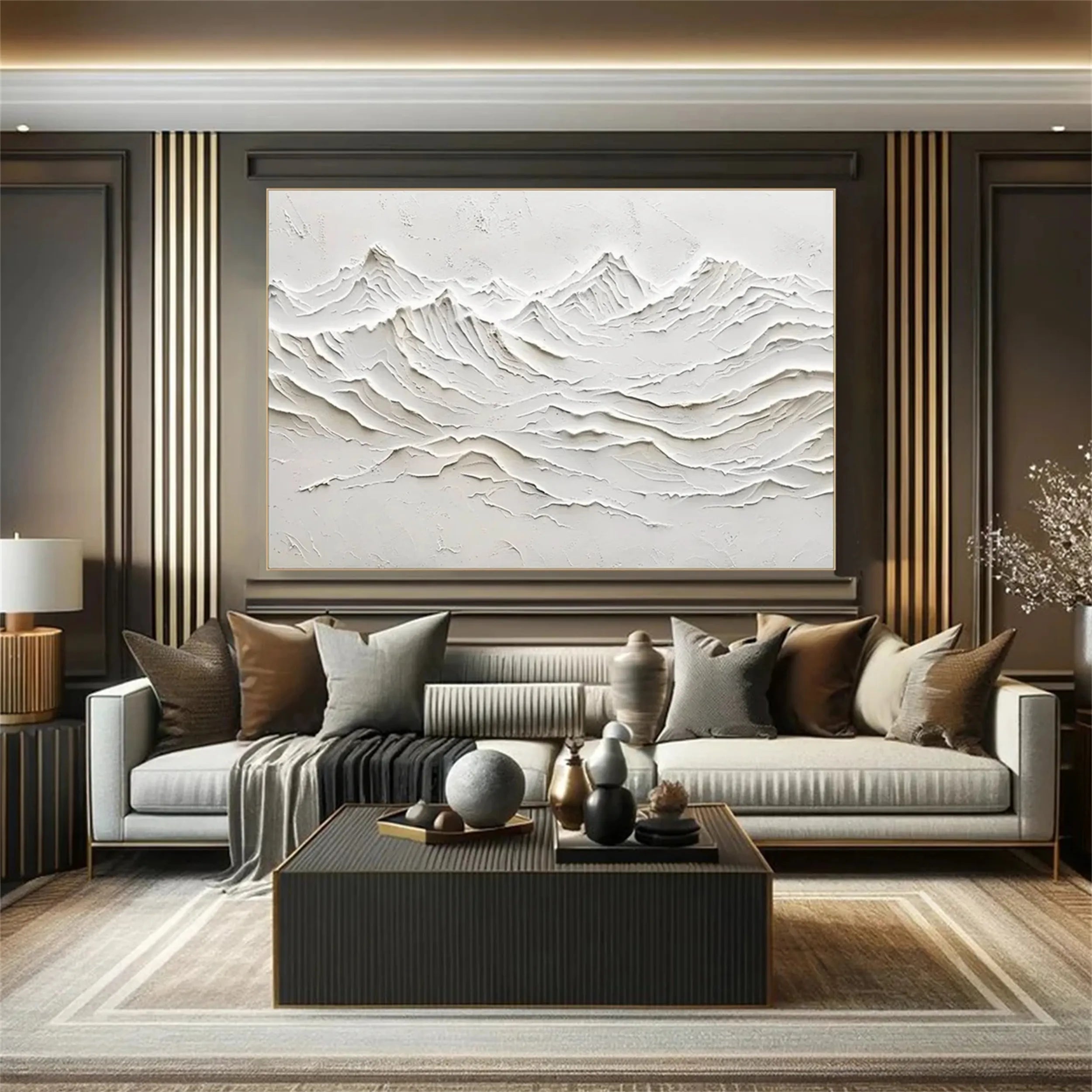 Modern 3D Plaster Canvas - Abstract Textured Wall Art for Bedroom #JJ 370