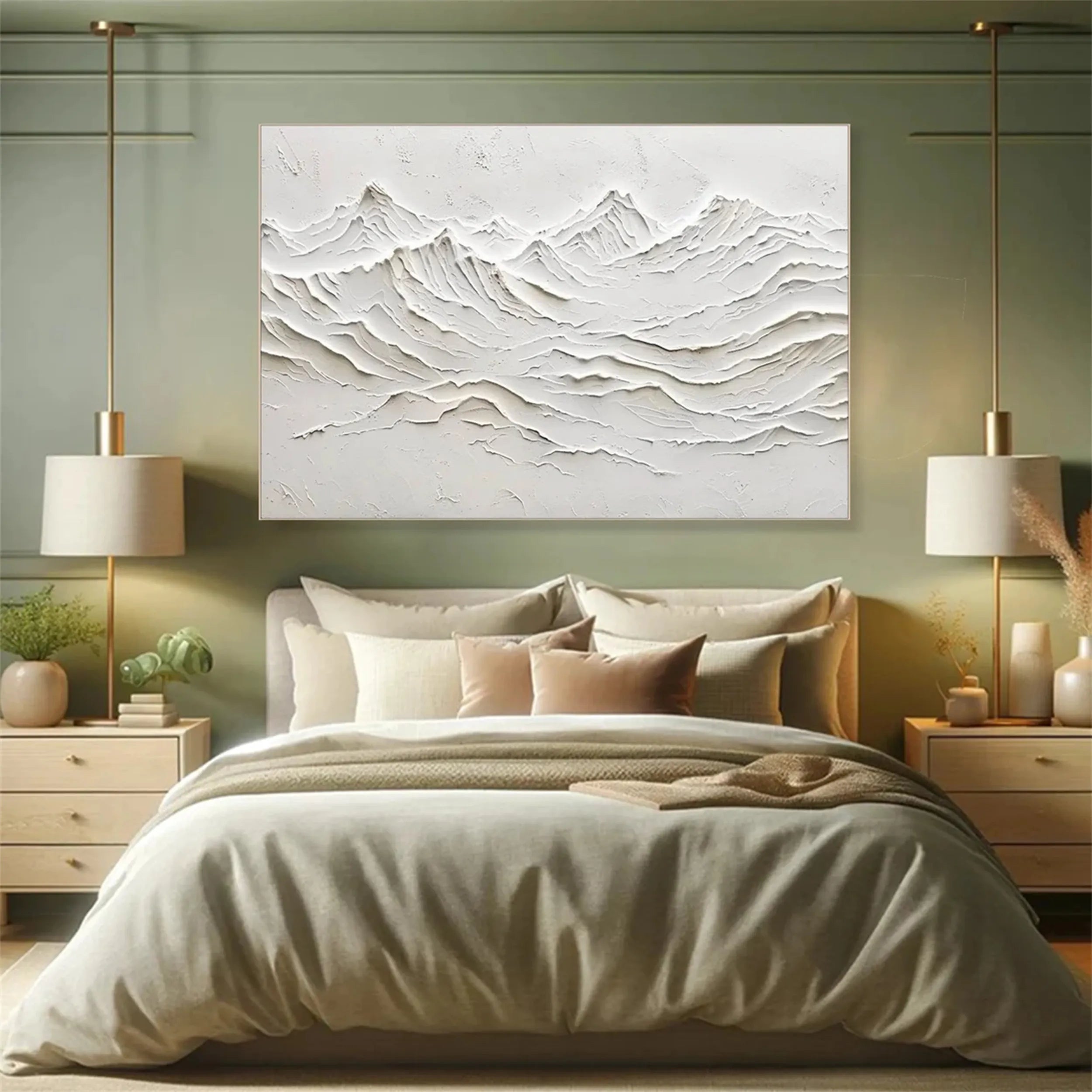 Modern 3D Plaster Canvas - Abstract Textured Wall Art for Bedroom #JJ 370