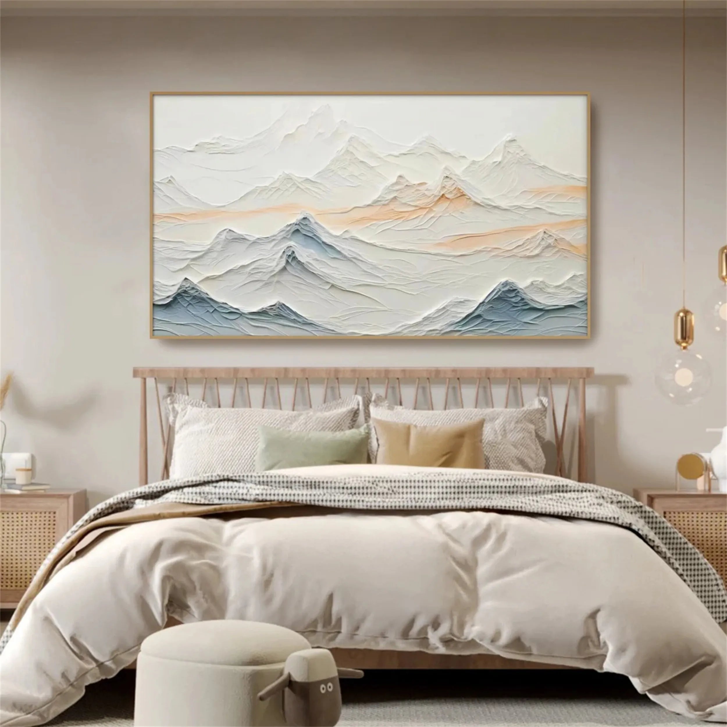 Large Textured Design Wall Art  Linear Mountain Style #JJ 351