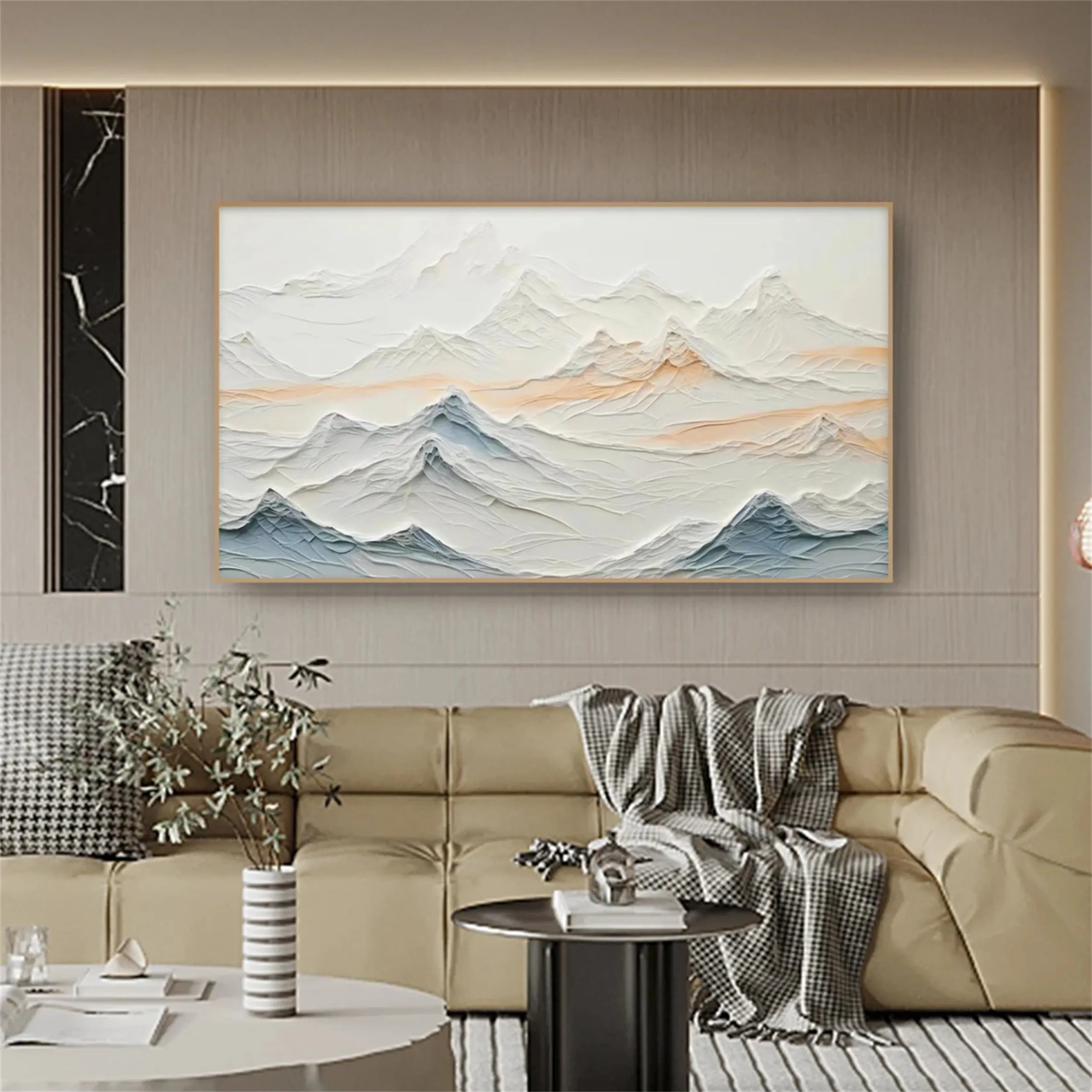Large Textured Design Wall Art  Linear Mountain Style #JJ 351
