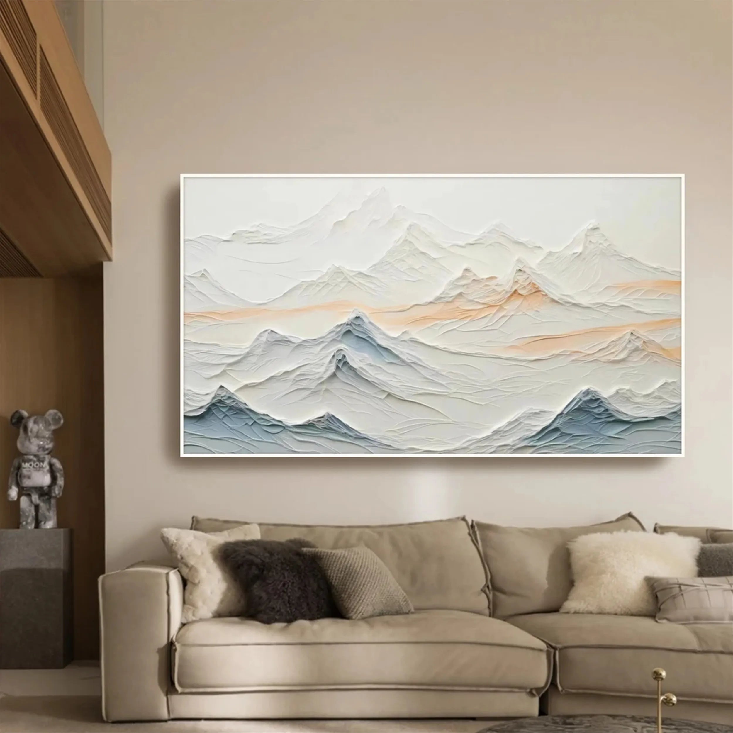 Large Textured Design Wall Art  Linear Mountain Style #JJ 351