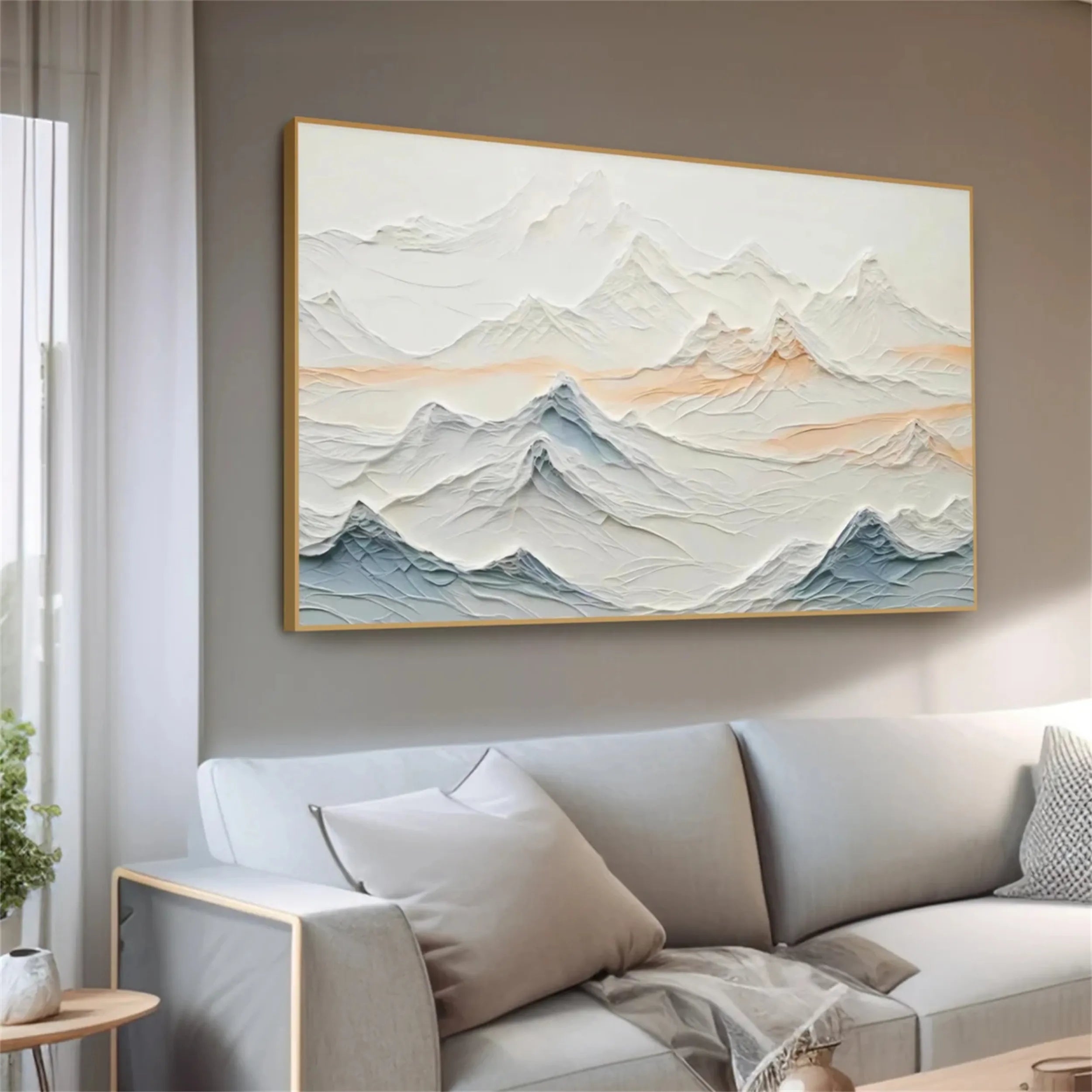 Large Textured Design Wall Art  Linear Mountain Style #JJ 351