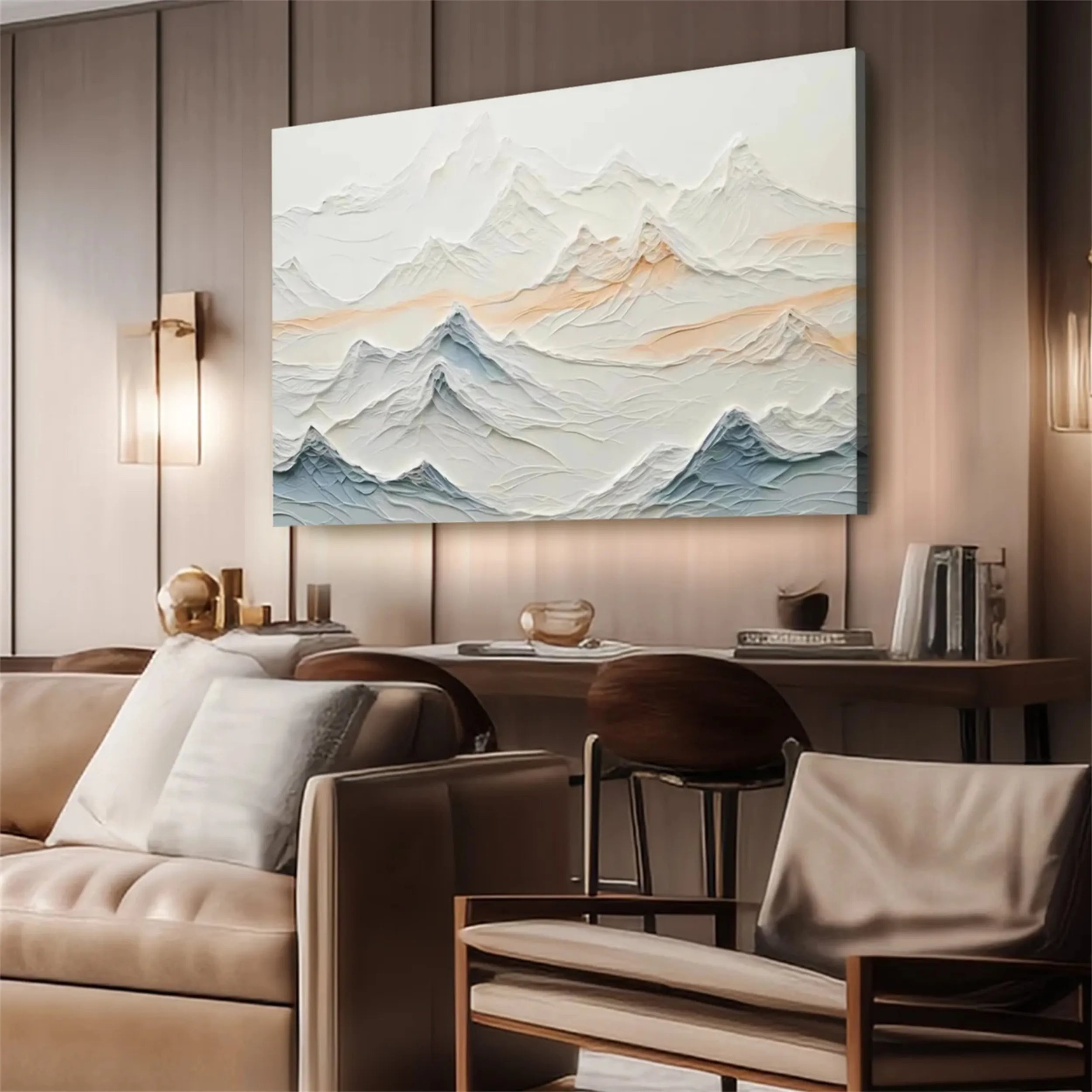 Large Textured Design Wall Art  Linear Mountain Style #JJ 351