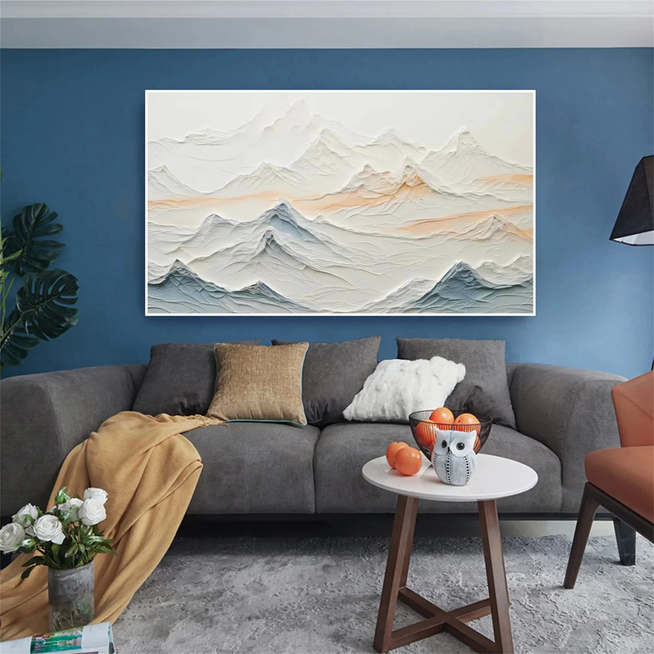 Large Textured Design Wall Art  Linear Mountain Style #JJ 351