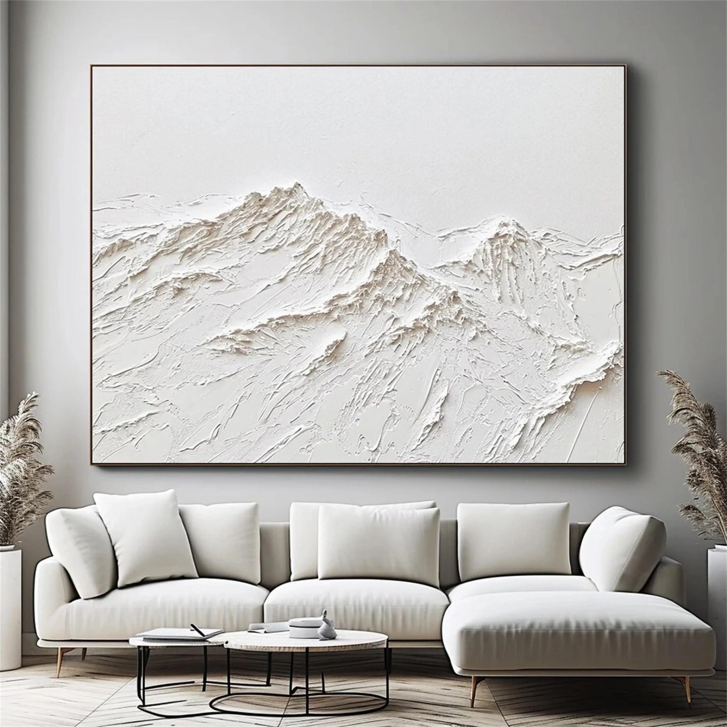 Abstract White Canvas Art - Textured Neutral Painting