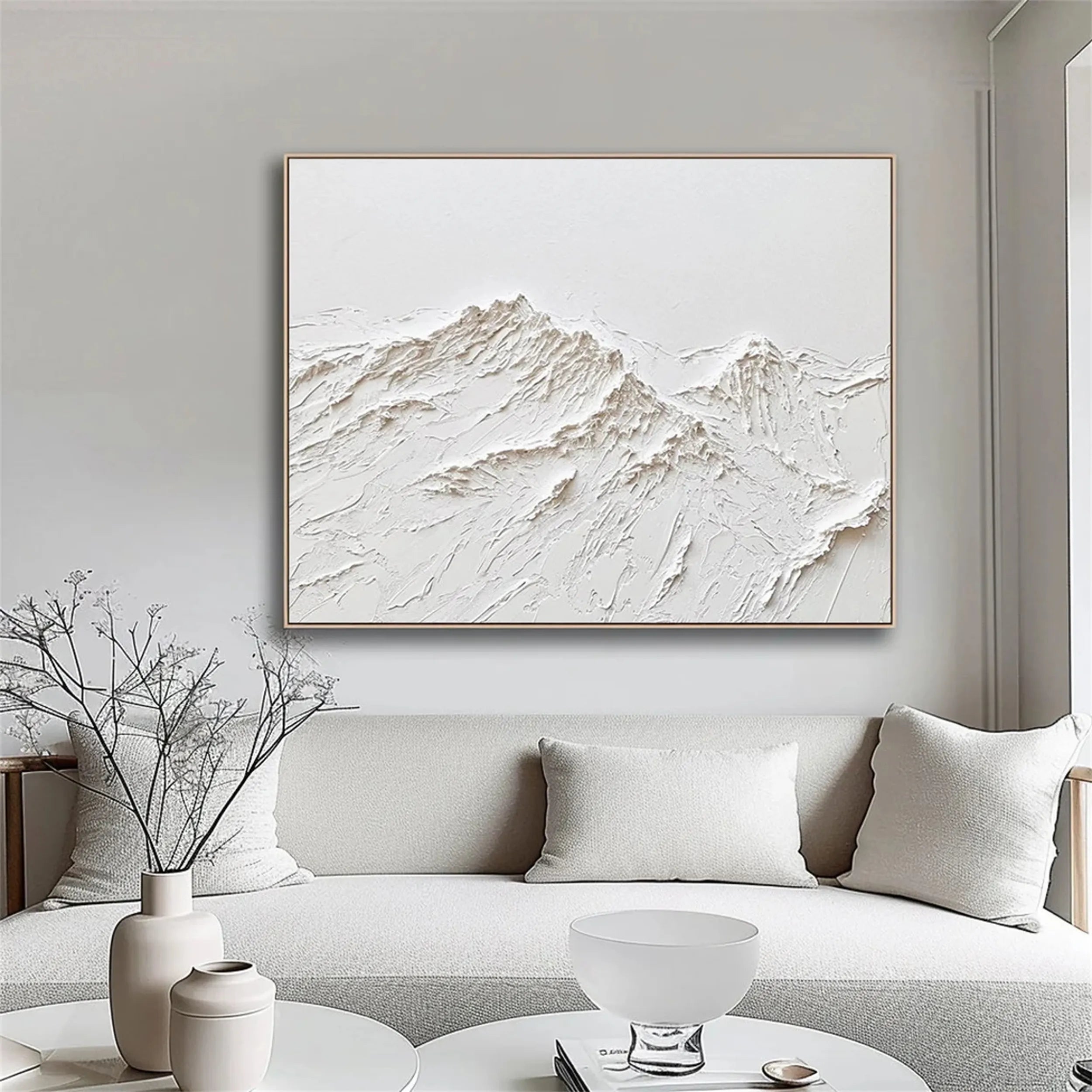Large Horizontal Textured Painting - Modern Living Room Decor #JJ 371