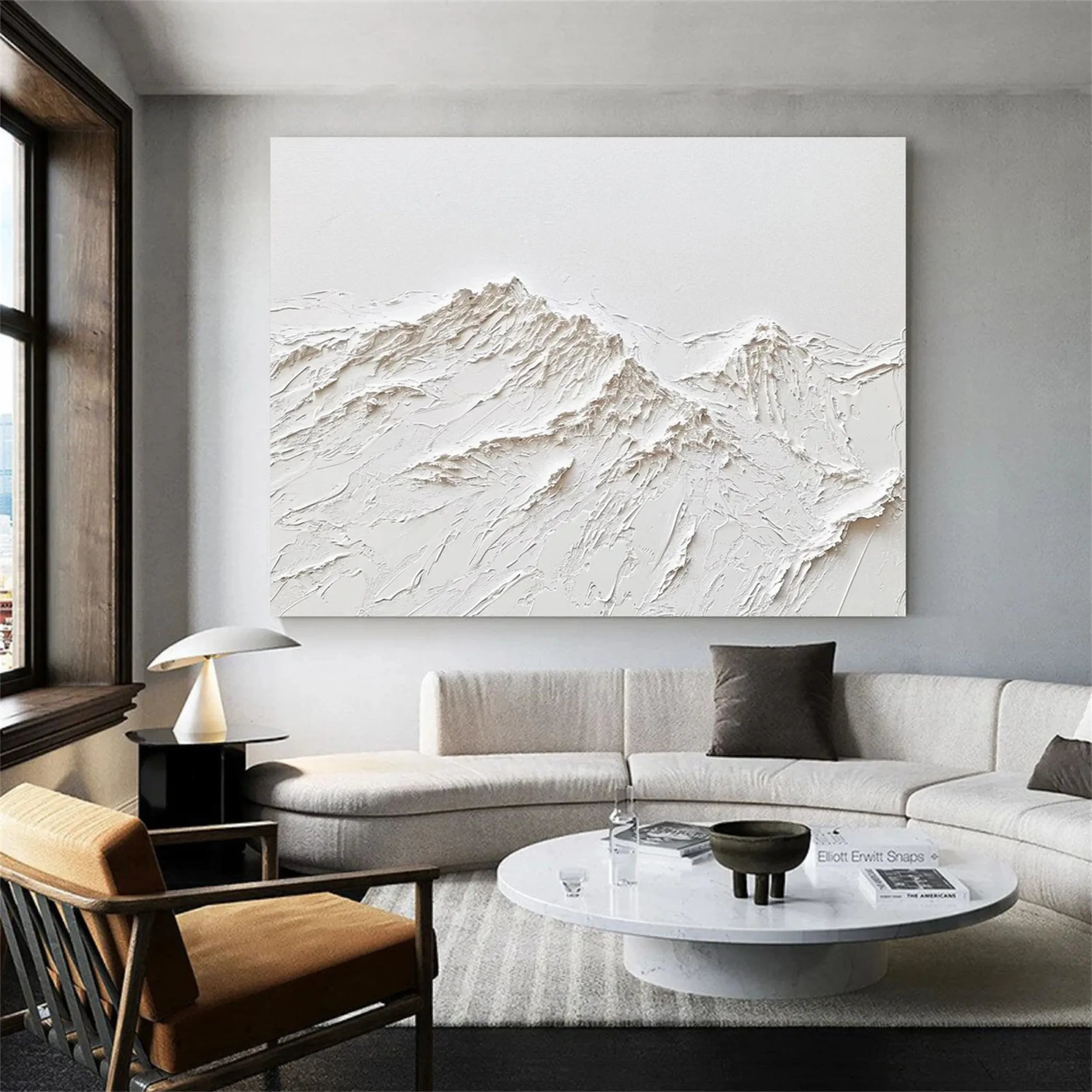 Large Horizontal Textured Painting - Modern Living Room Decor #JJ 371