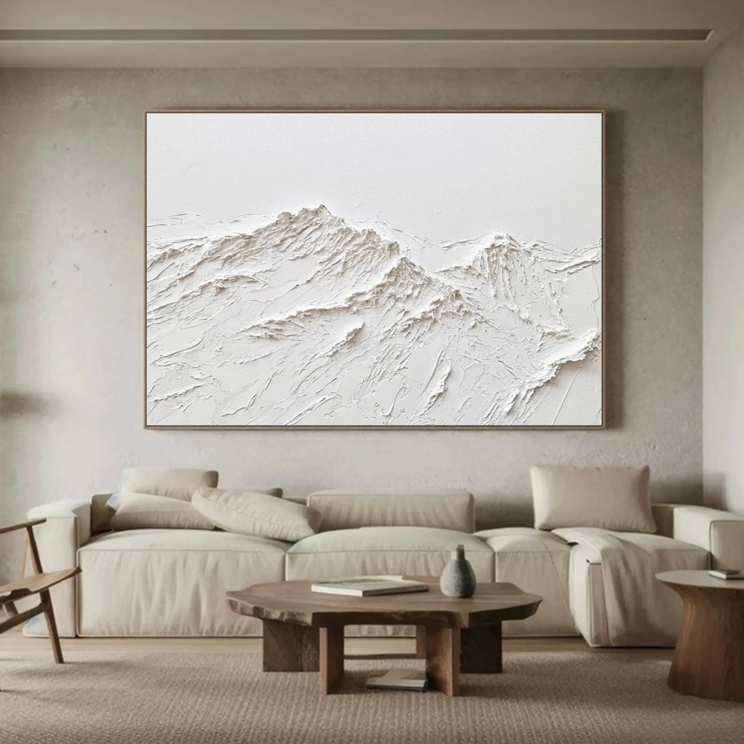 Large Horizontal Textured Painting - Modern Living Room Decor #JJ 371