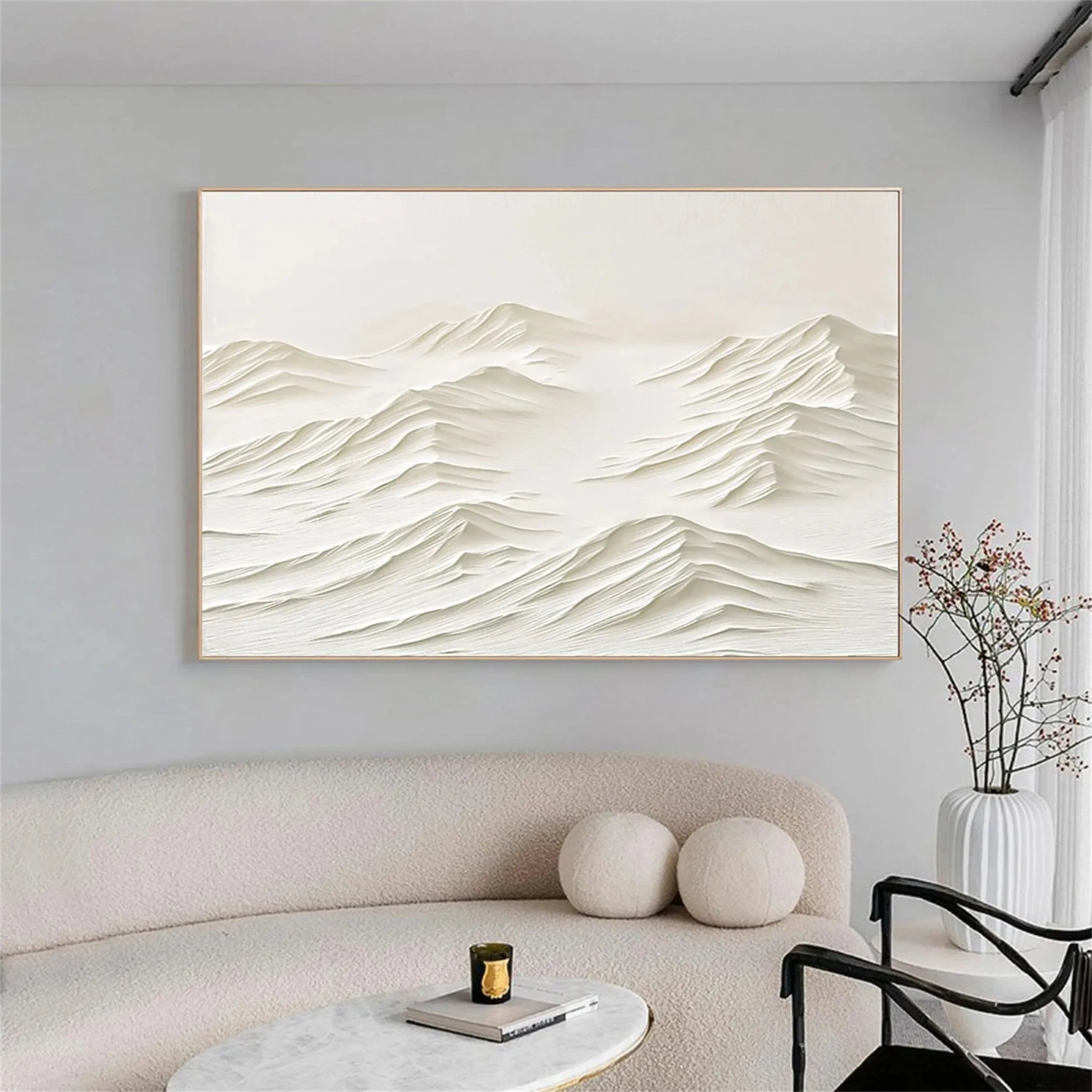 Textured White Wall Art - Serene Modern Hand-Painted Canvas #JJ 372