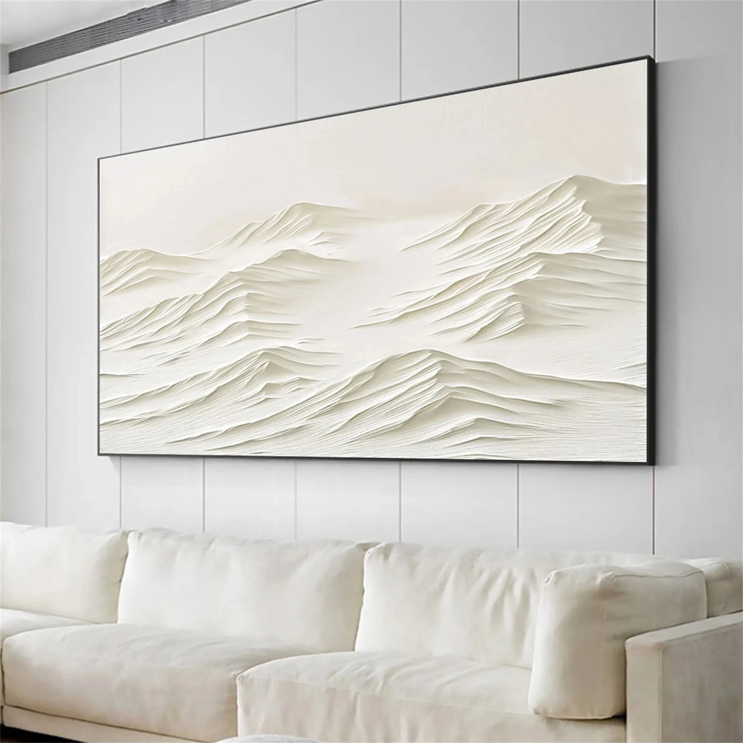 Textured White Wall Art - Serene Modern Hand-Painted Canvas #JJ 372