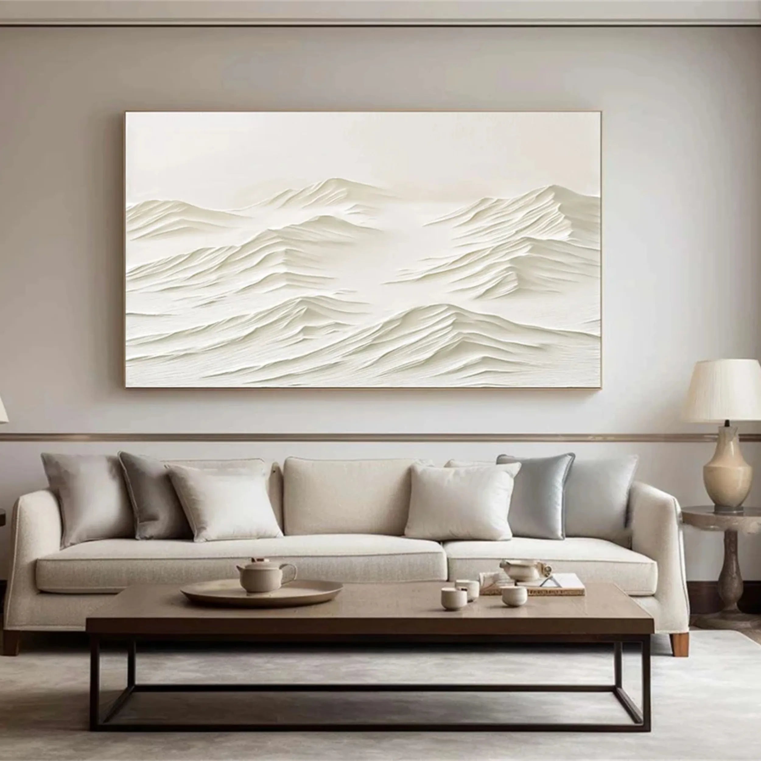 Textured White Wall Art - Serene Modern Hand-Painted Canvas #JJ 372