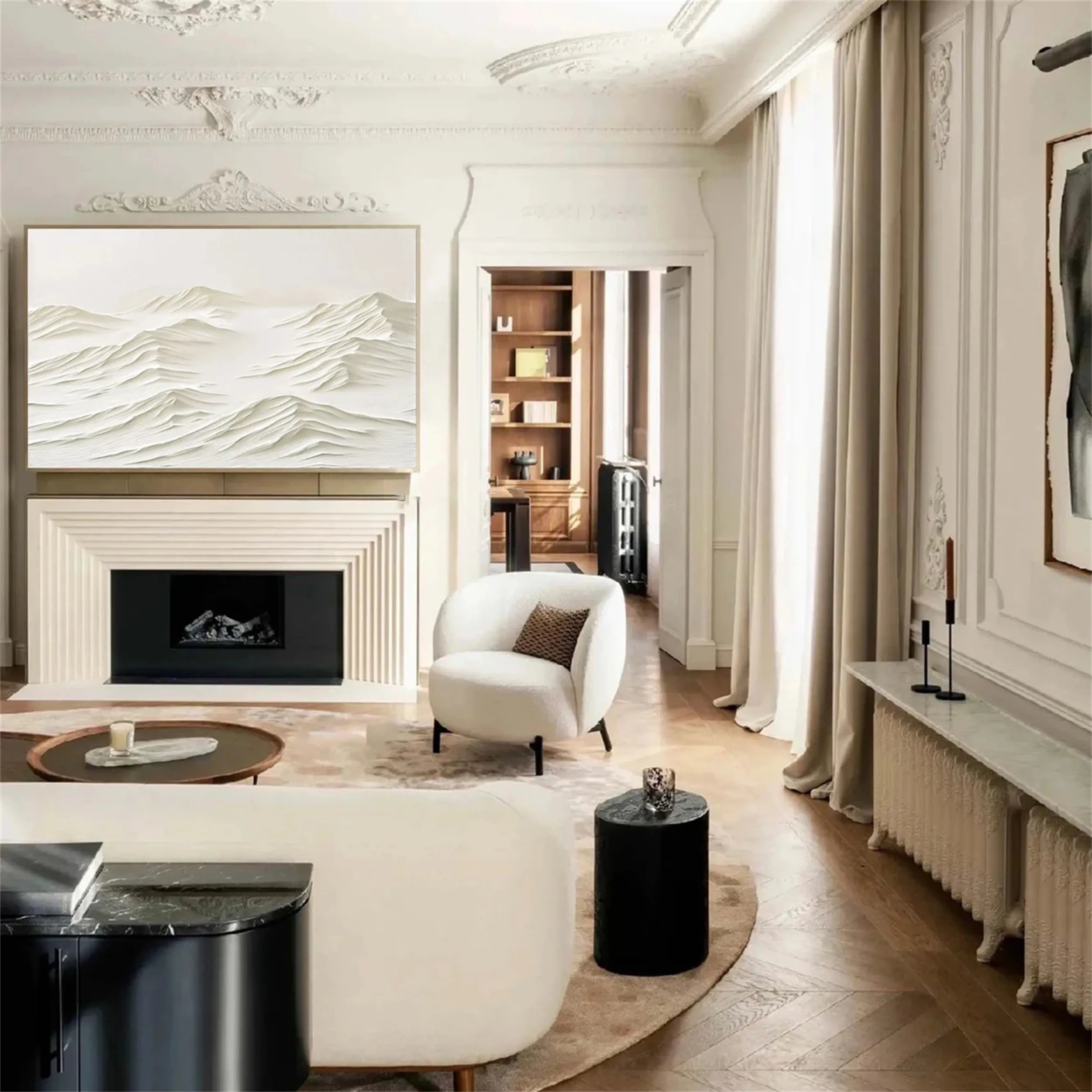 Textured White Wall Art - Serene Modern Hand-Painted Canvas #JJ 372