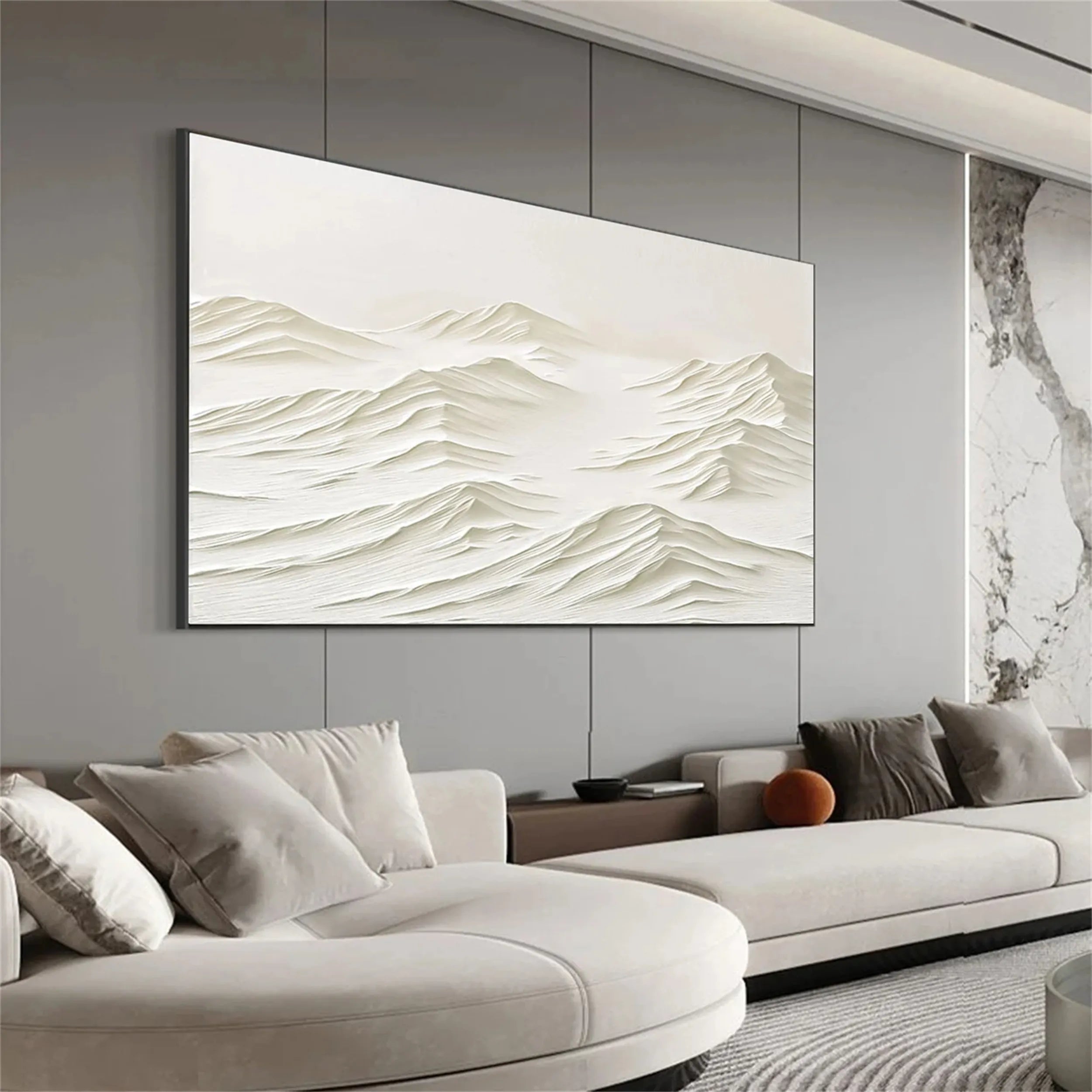 Textured White Wall Art - Serene Modern Hand-Painted Canvas #JJ 372