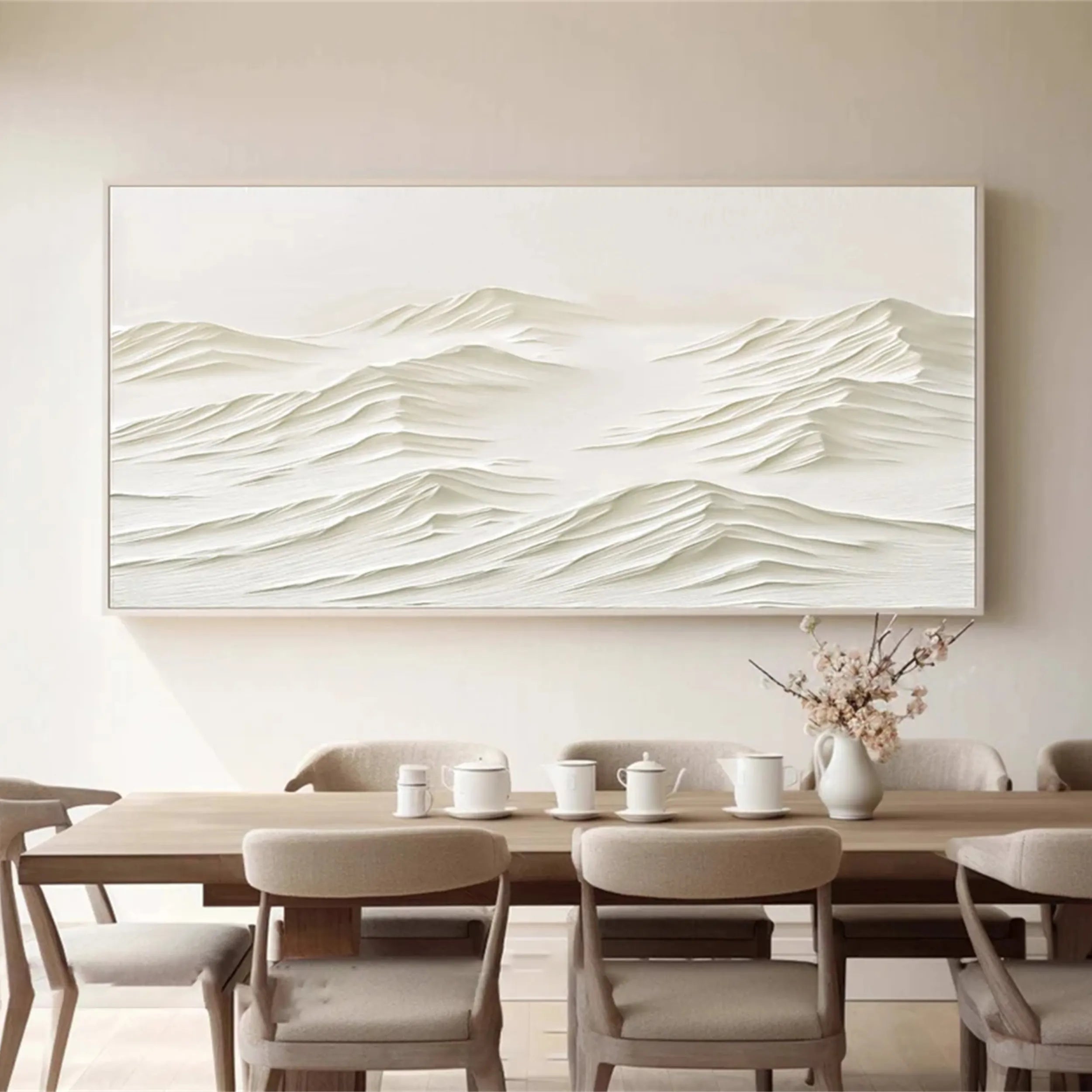 White & Cream Abstract Relief Art - Large Textured Wall Decor