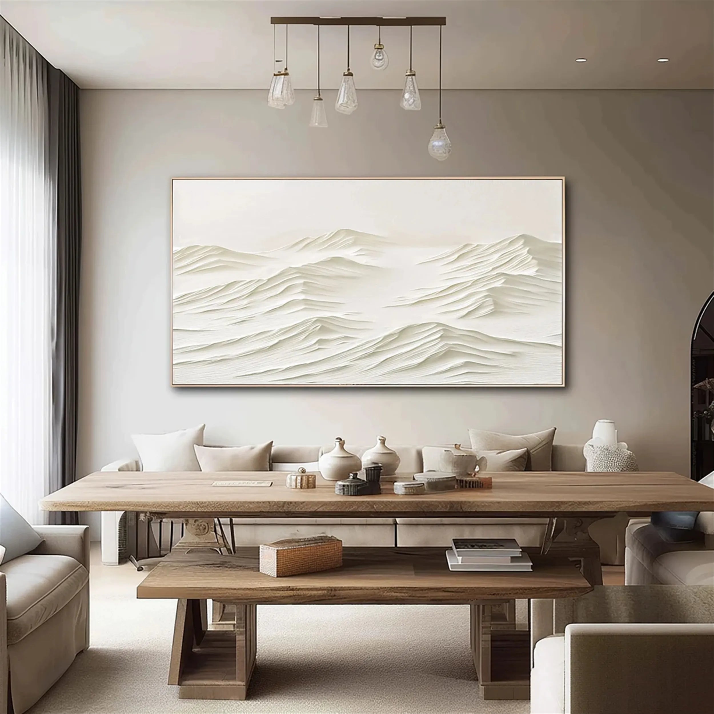 Textured White Wall Art - Serene Modern Hand-Painted Canvas #JJ 372