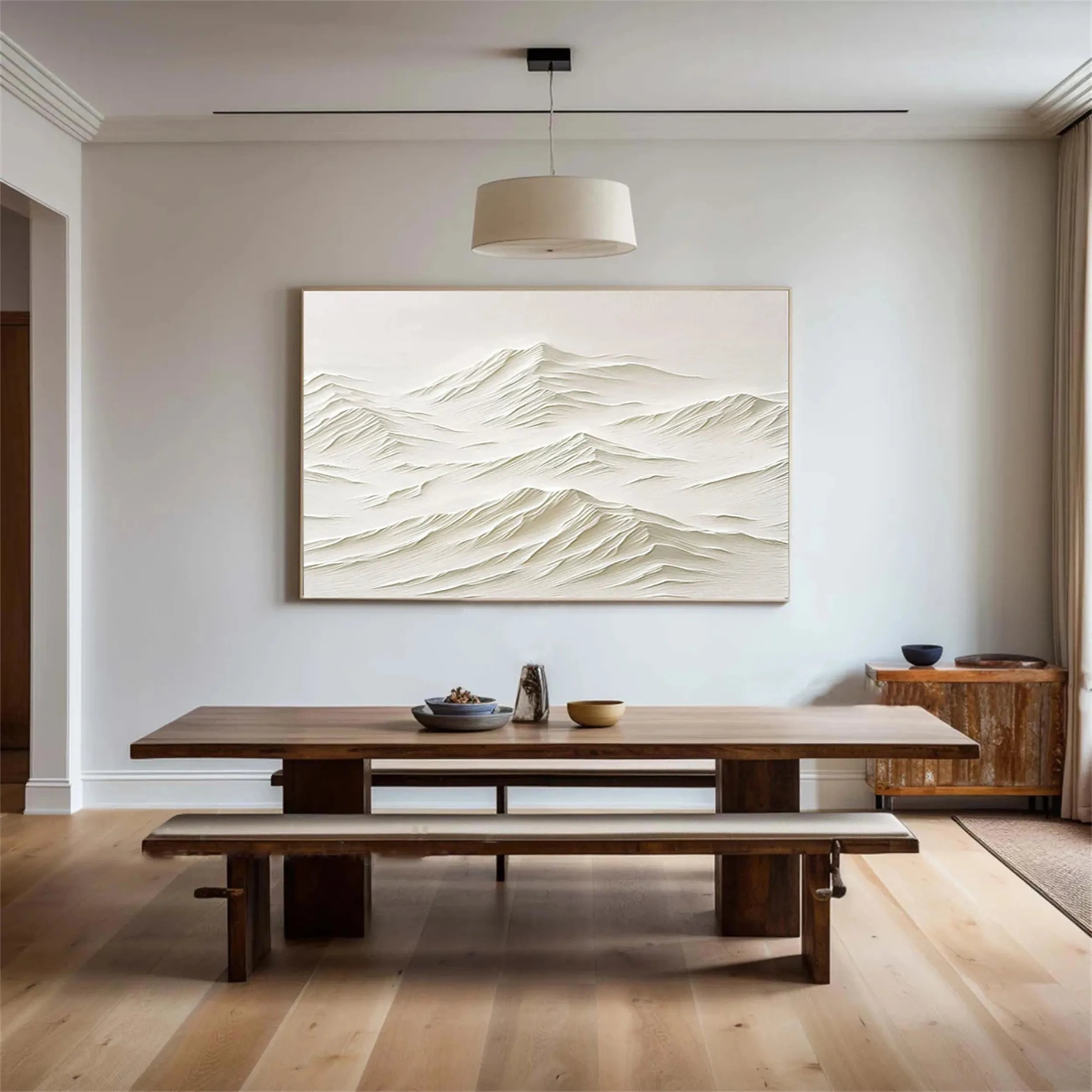 Textured White Wall Art - Serene Modern Hand-Painted Canvas #JJ 373