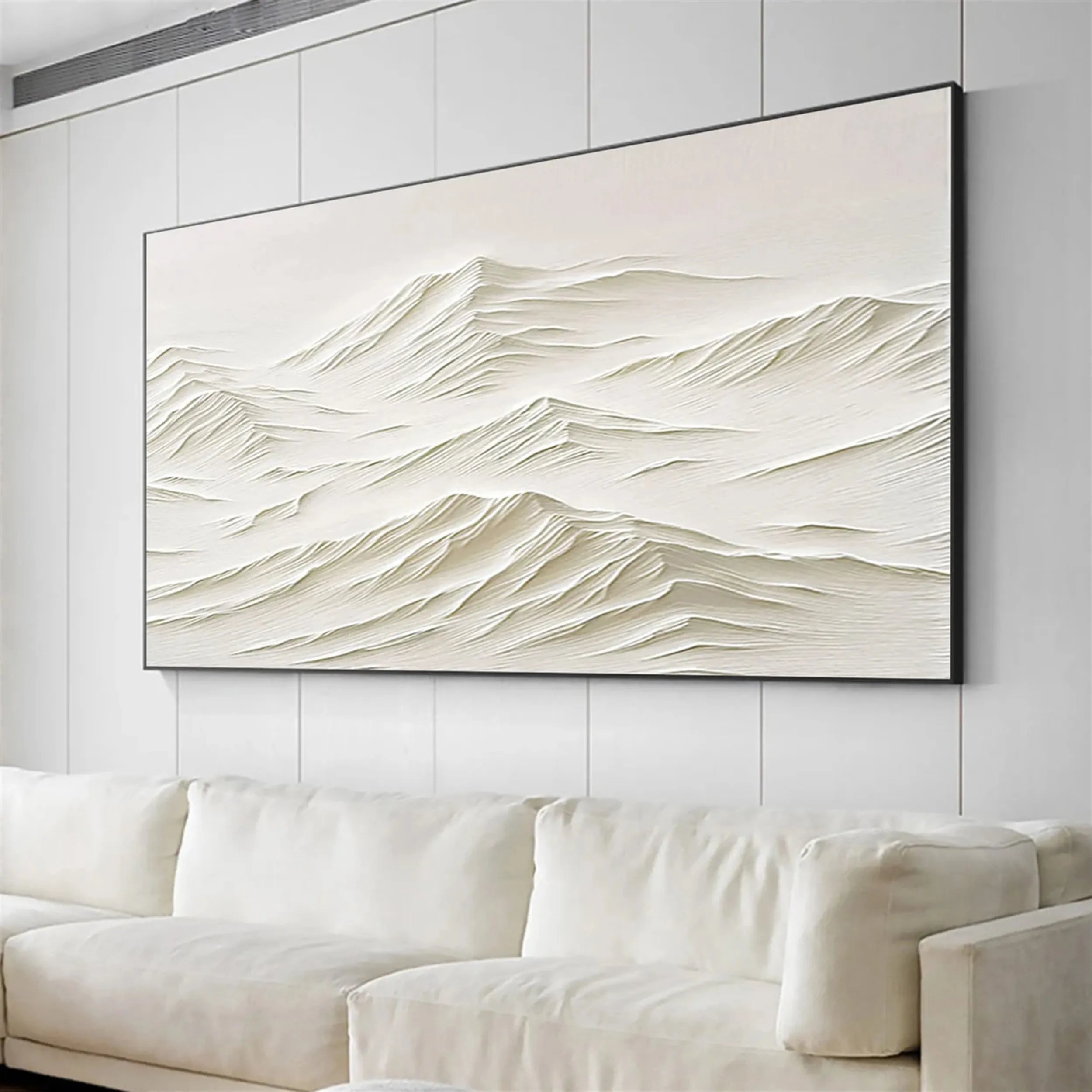 Textured White Wall Art - Serene Modern Hand-Painted Canvas #JJ 373