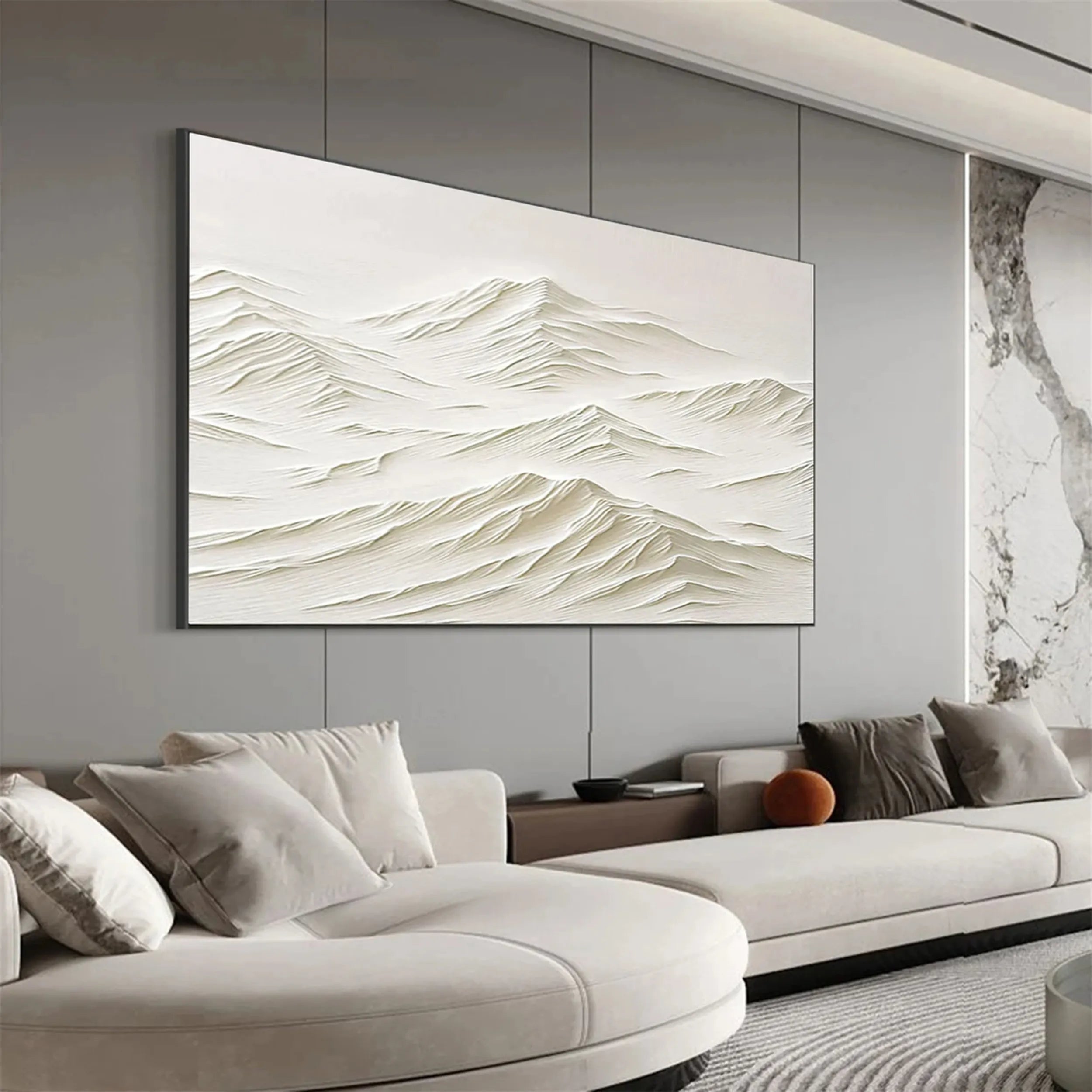 Textured White Wall Art - Serene Modern Hand-Painted Canvas #JJ 373