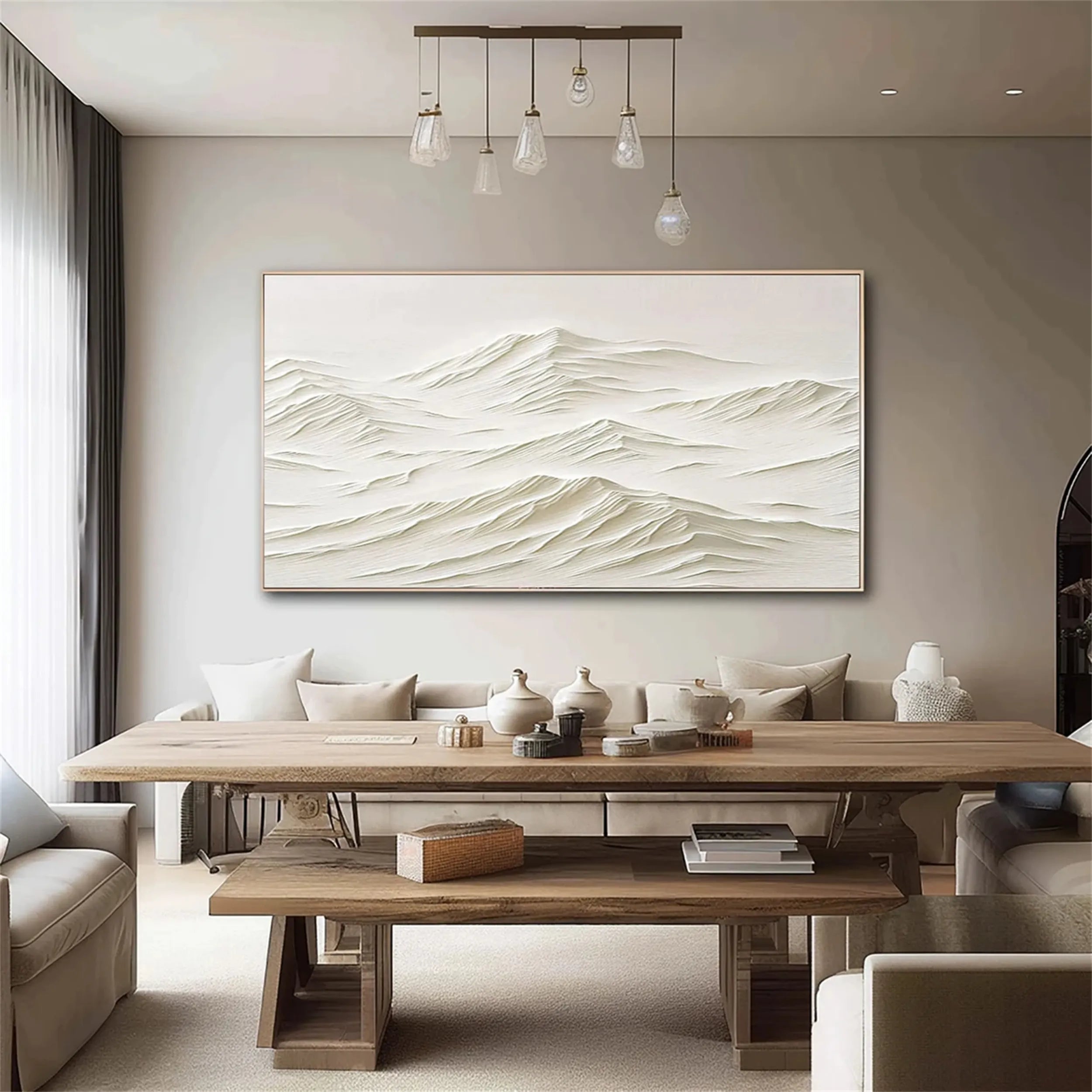 Textured White Wall Art - Serene Modern Hand-Painted Canvas #JJ 373