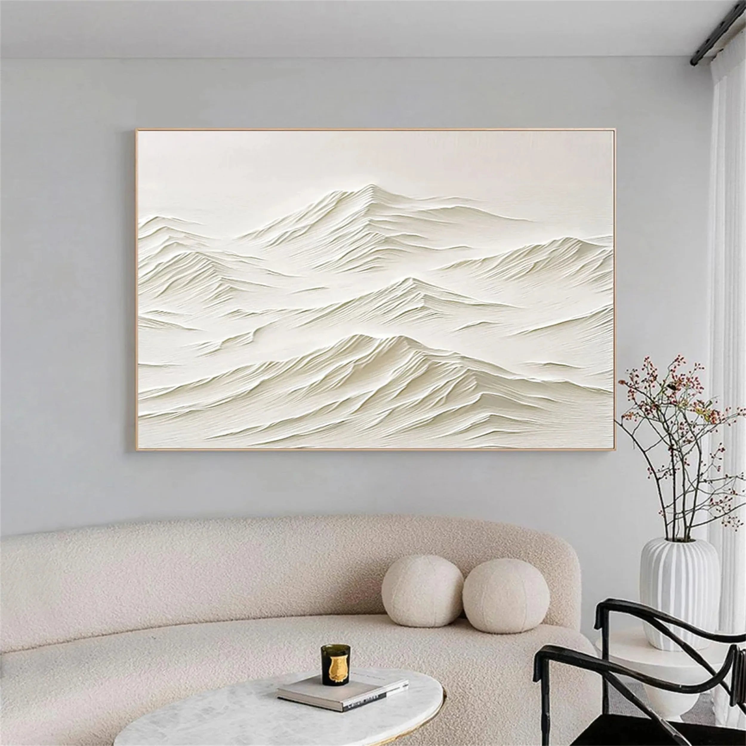 Textured White Wall Art - Serene Modern Hand-Painted Canvas #JJ 373