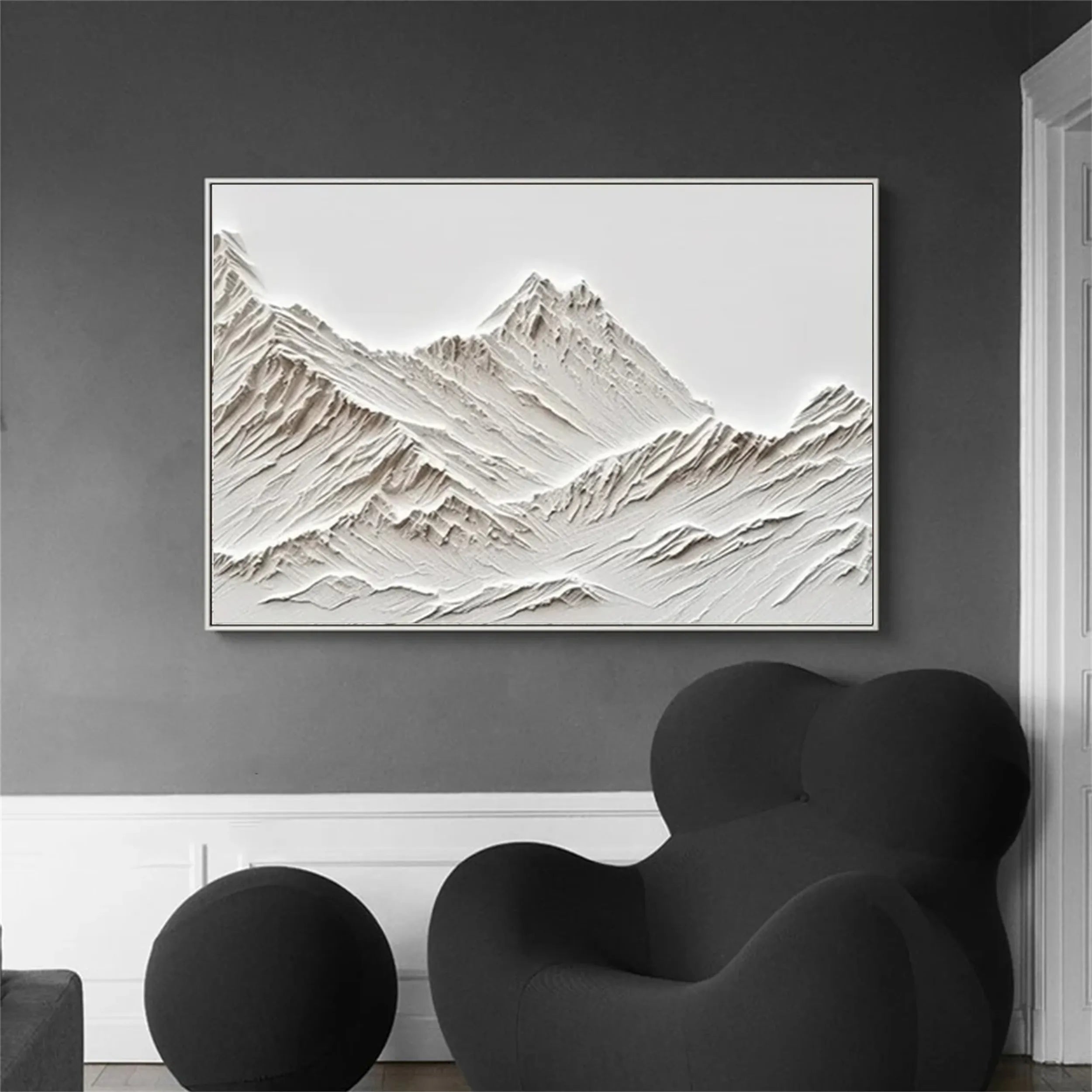 Textured Mountain Wall Art | Minimalist Plaster Decor #JJ 386