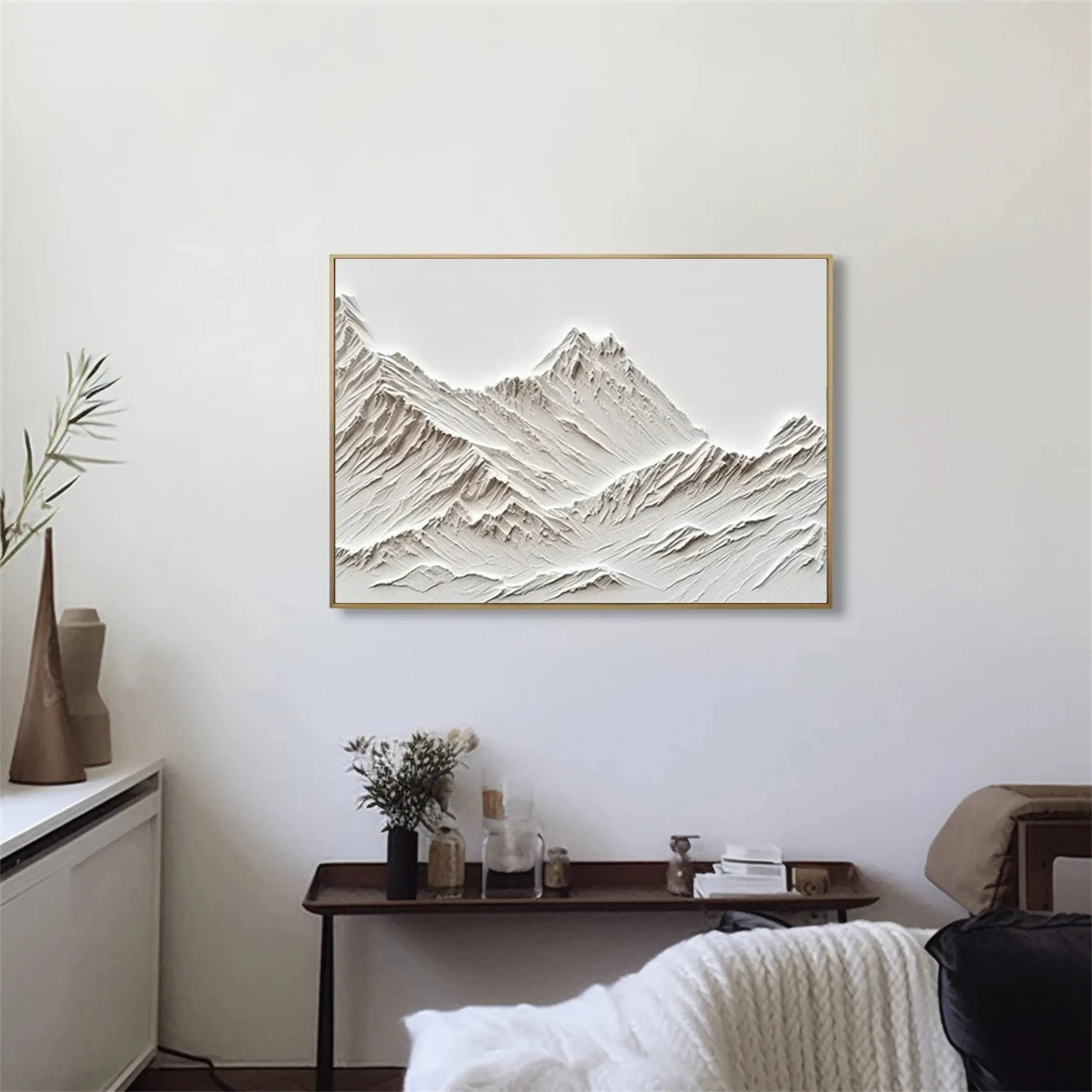 Textured Mountain Wall Art | Minimalist Plaster Decor #JJ 386