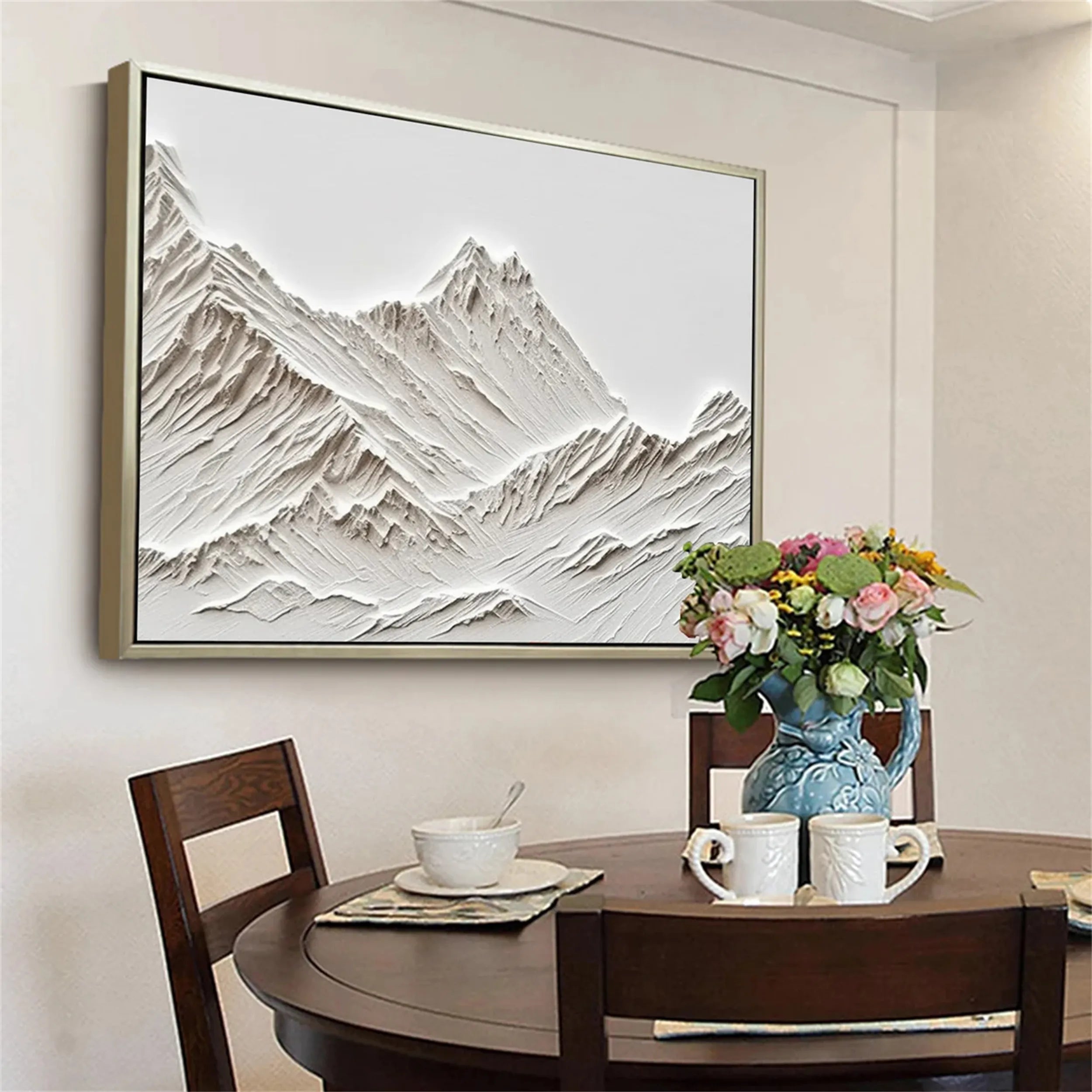 Textured Mountain Wall Art | Minimalist Plaster Decor #JJ 386