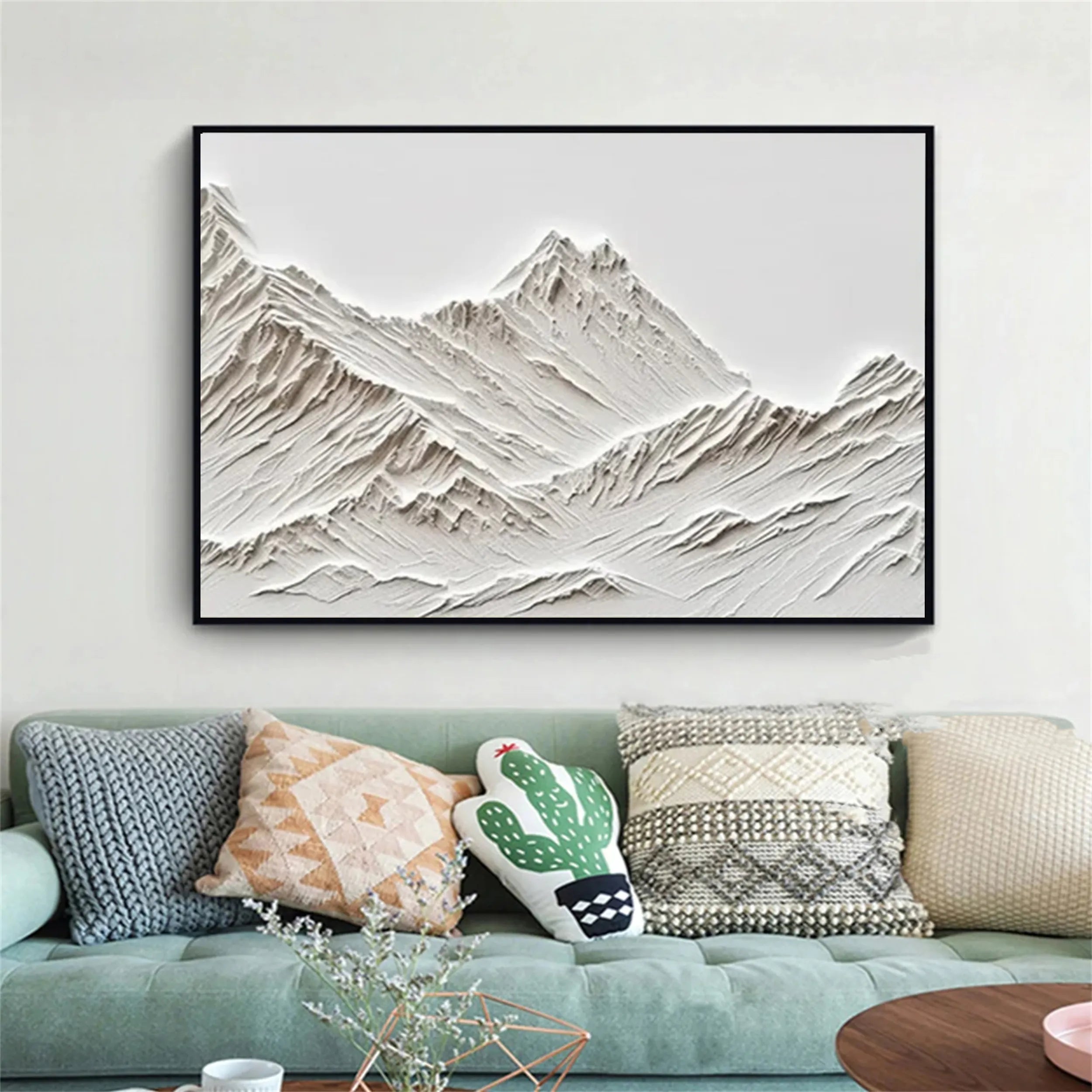Textured Mountain Wall Art | Minimalist Plaster Decor #JJ 386
