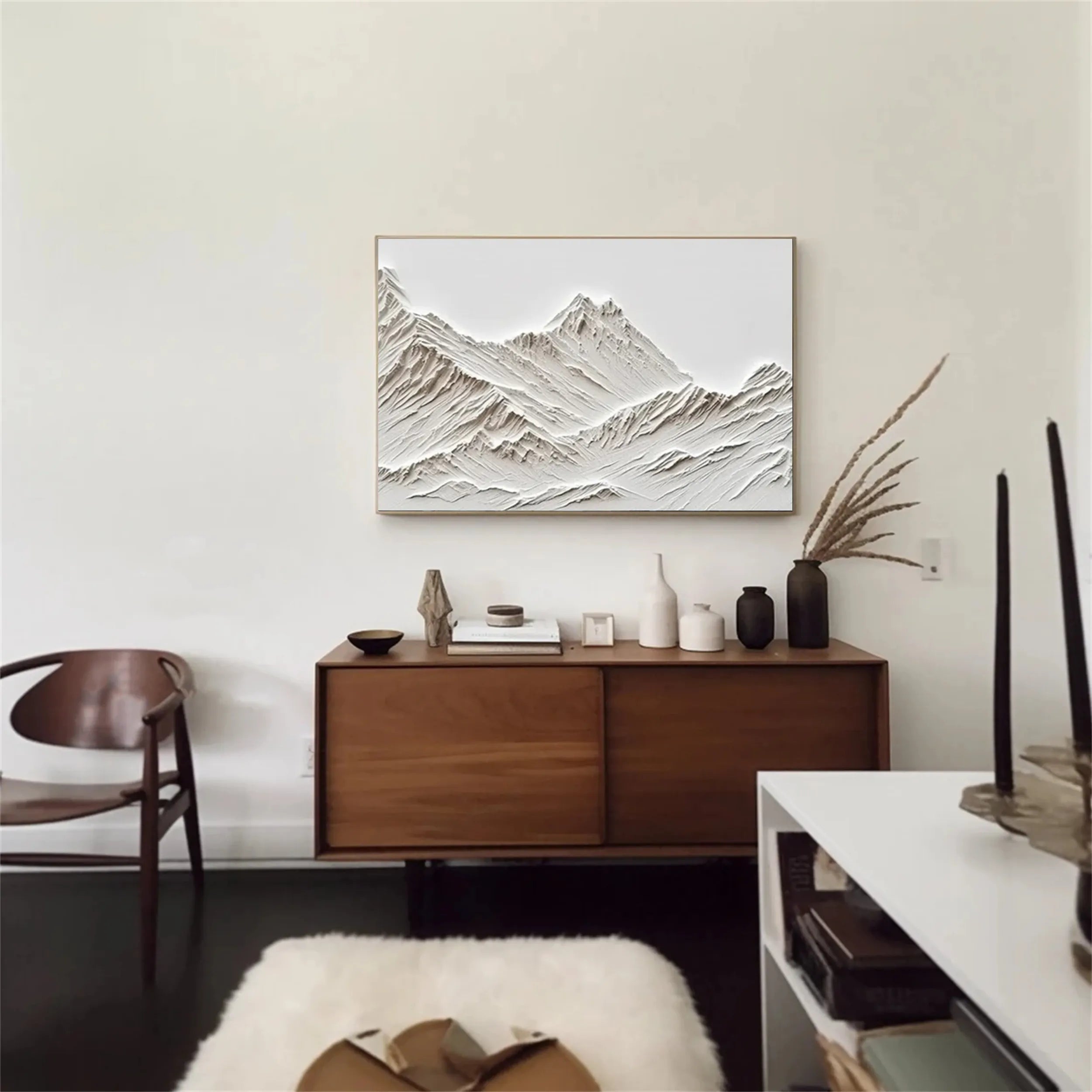 Textured Mountain Wall Art | Minimalist Plaster Decor #JJ 386