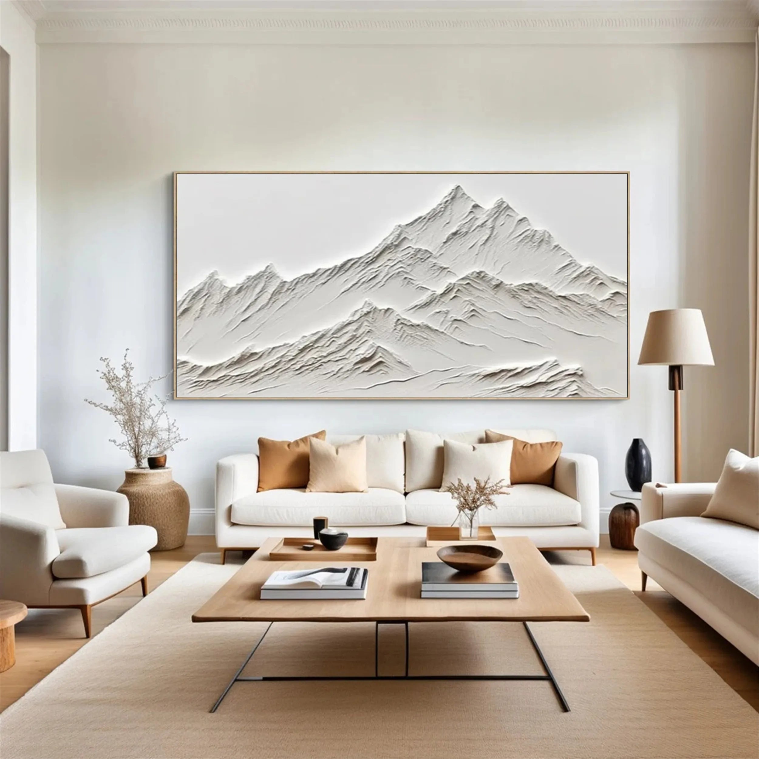Horizontal 3D Textured Mountain Art - Modern Sculptural Canvas #JJ 374